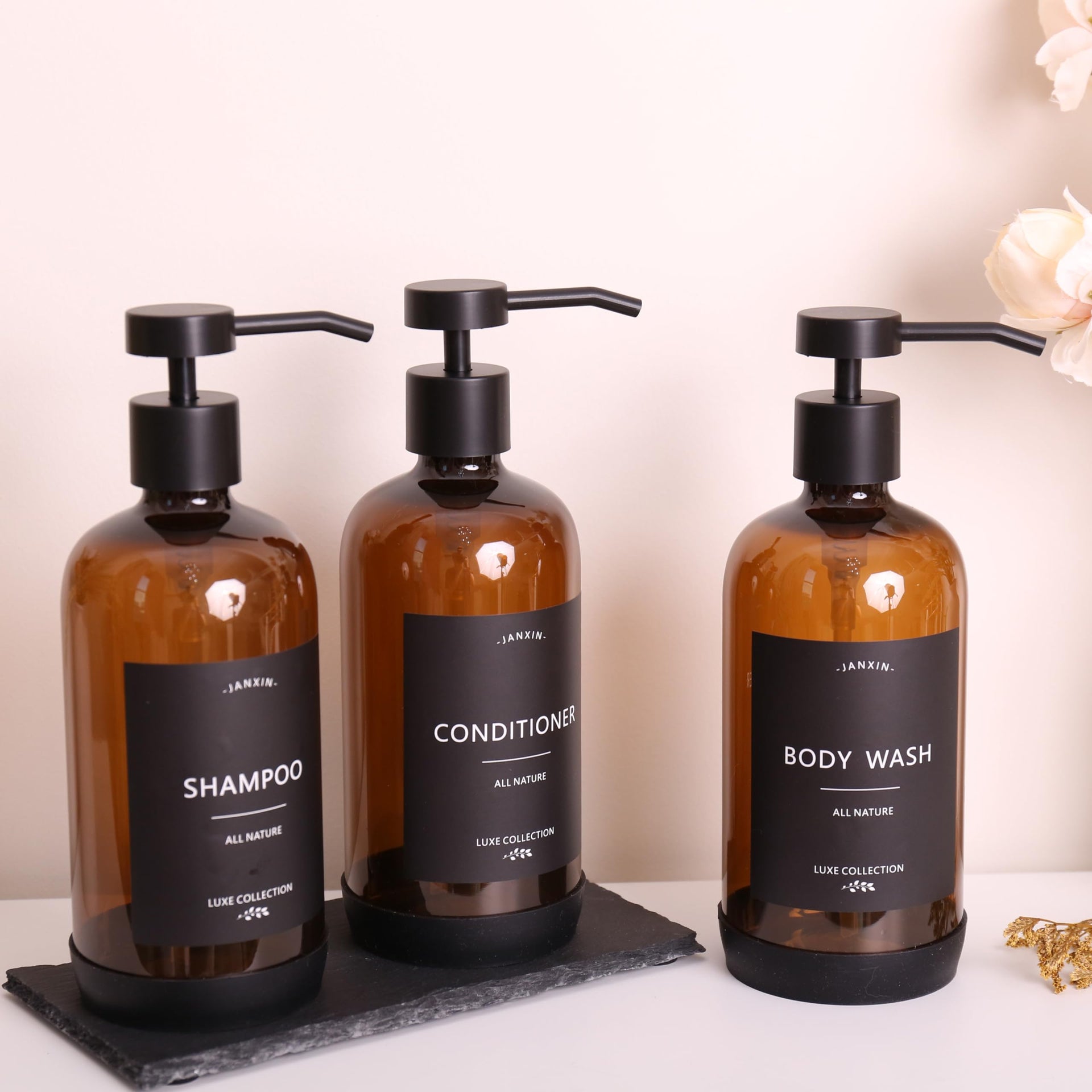 Shampoo and Conditioner Dispenser Set of 3