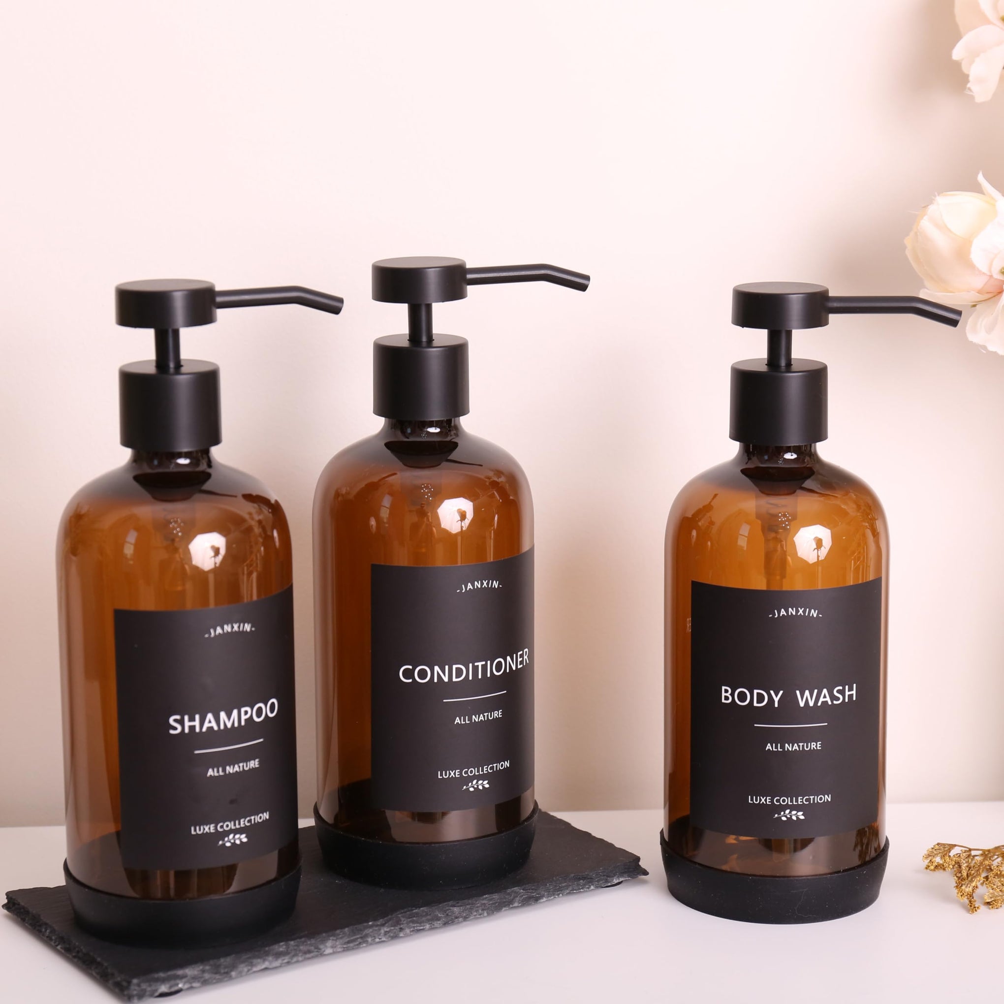 Shampoo and Conditioner Dispenser Set of 3