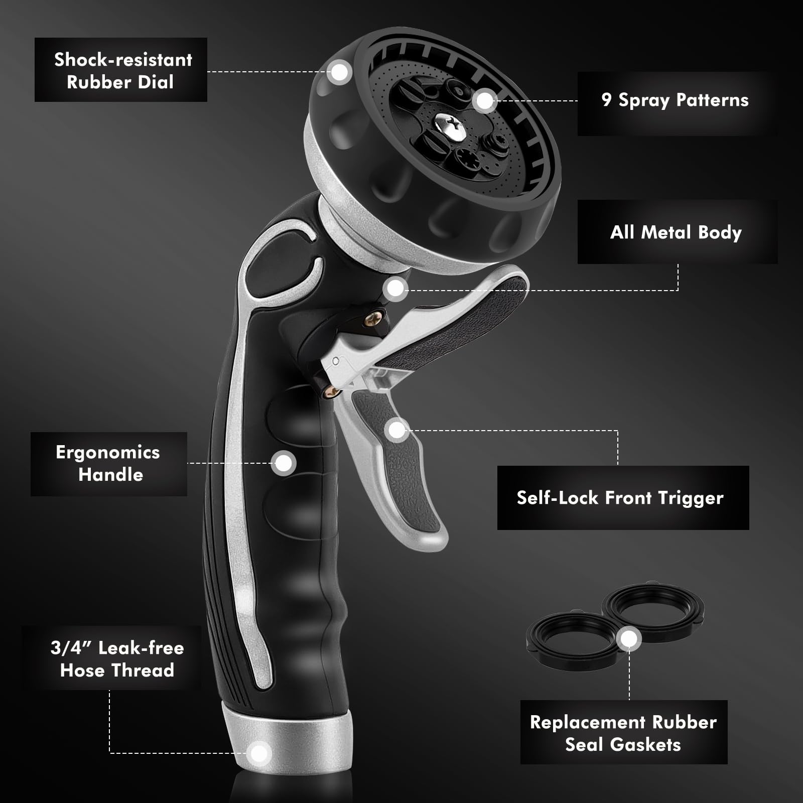 Hose Nozzle with Easy Self