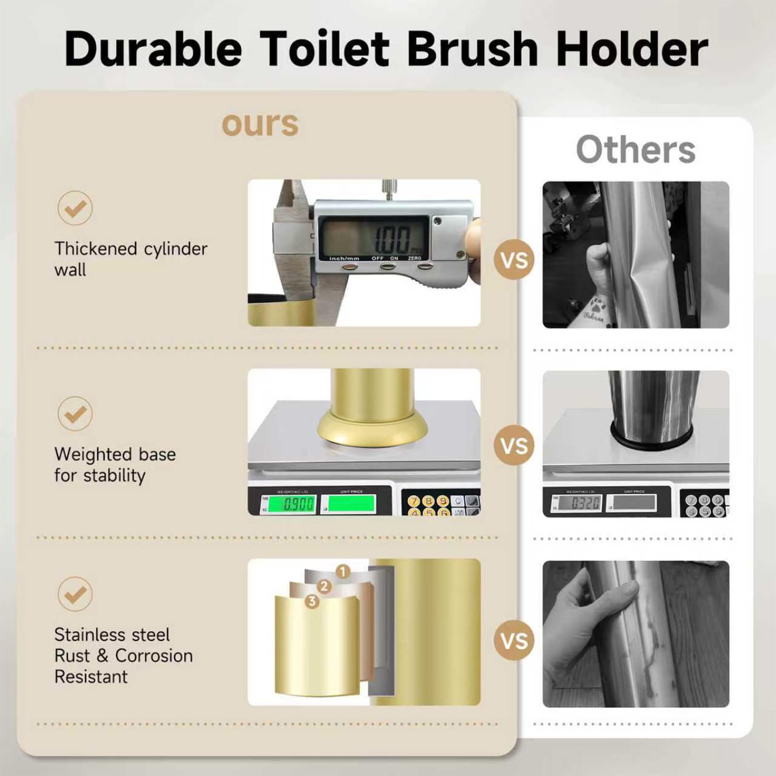 Gold Toilet Brush and Holder