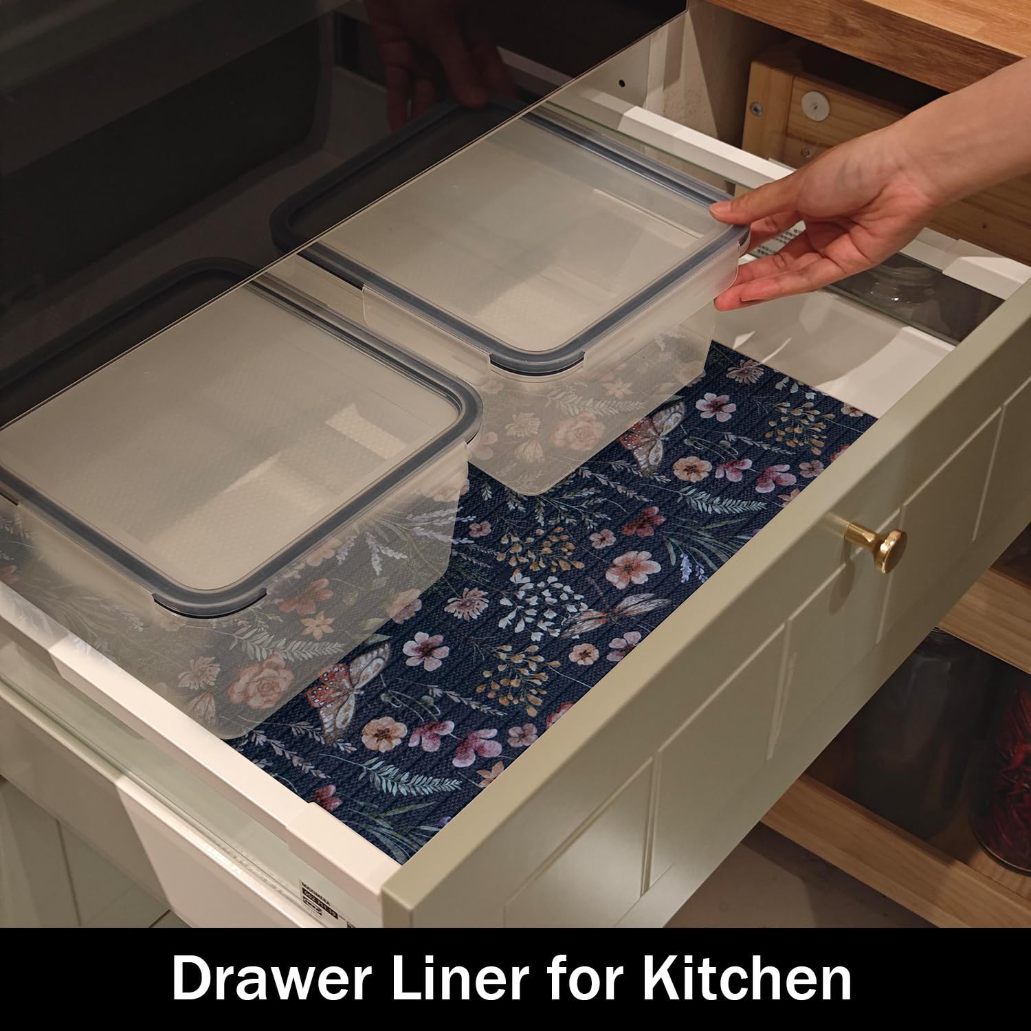 Butterfly Shelf and Drawer Liner for Kitchen Cabinets Dark Blue