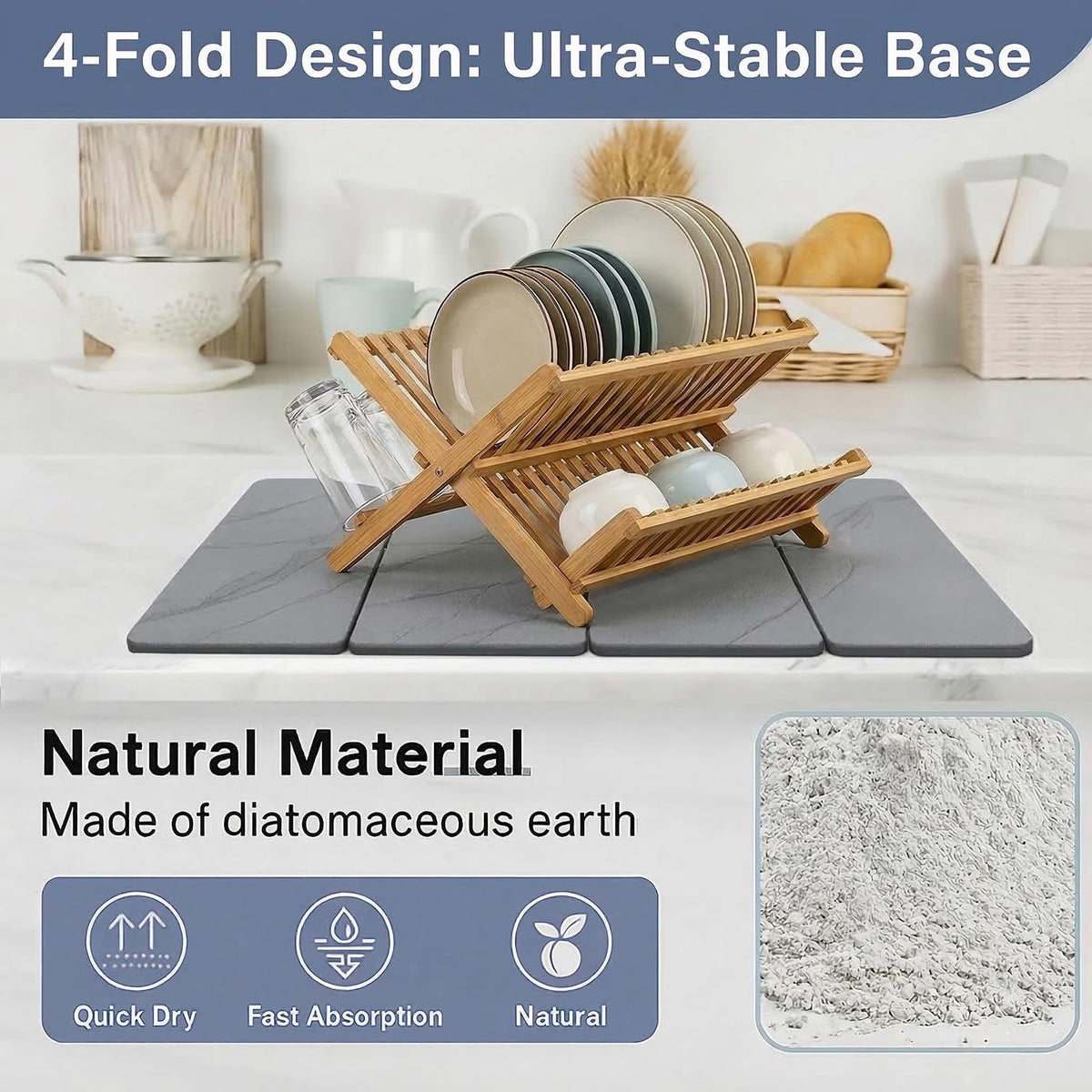 Stone Drying Mat for Kitchen Counter Dark Gray