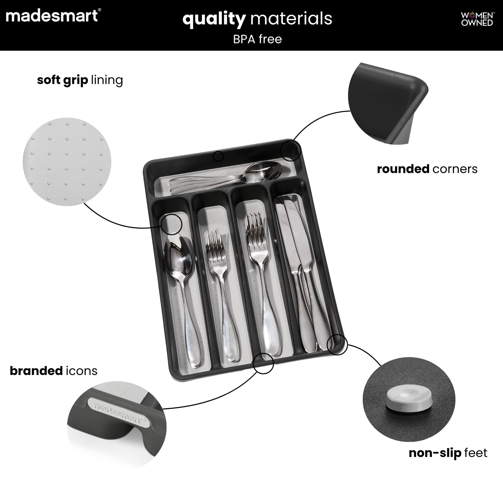 Classic 5 Compartment Compact Silverware Tray