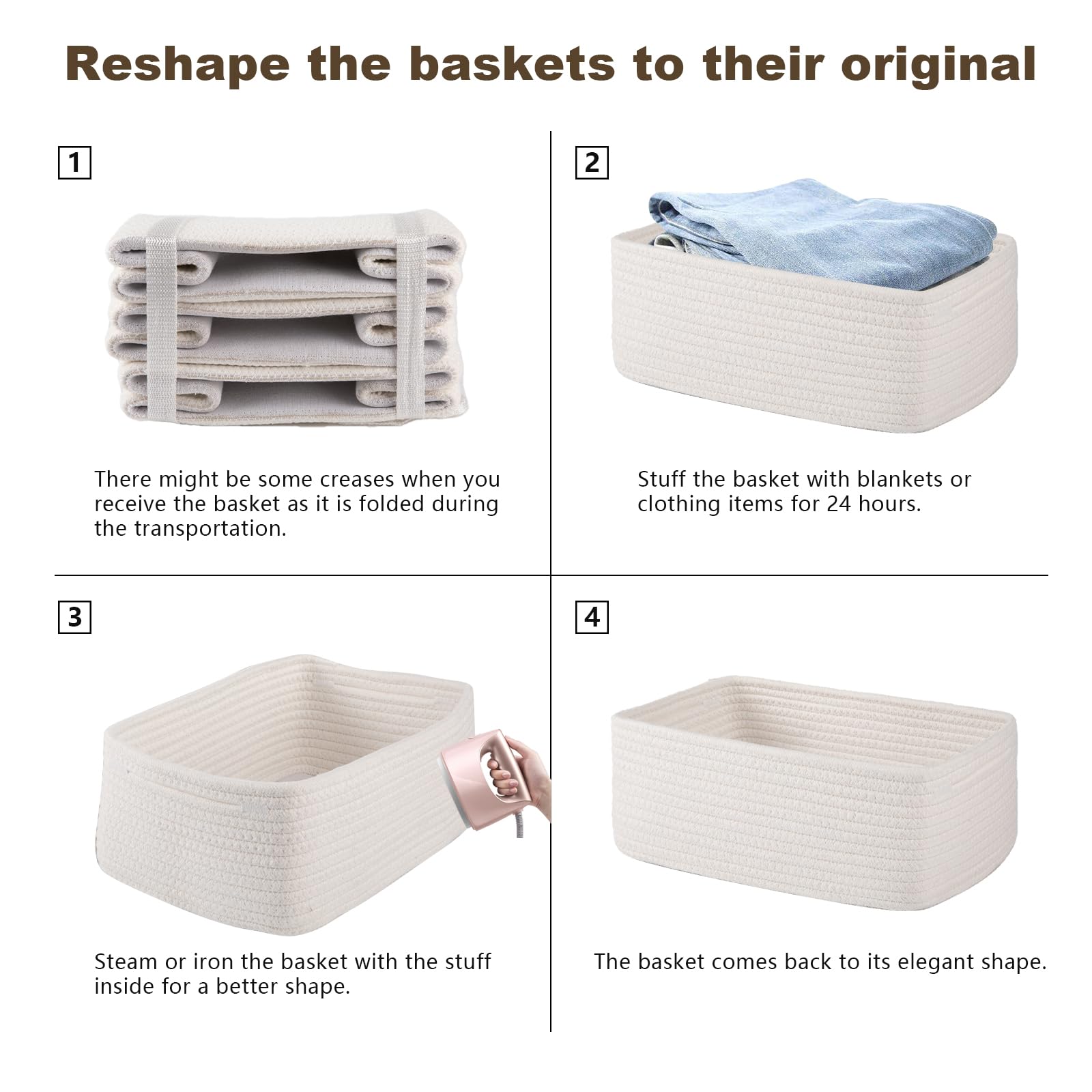 3 Pack Small Storage Baskets for Organizing (3 Count)