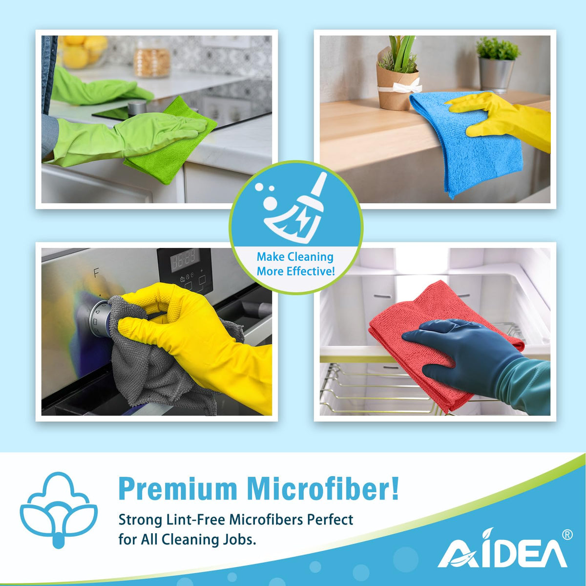 Microfiber Cleaning Cloth Grey (200 Count)