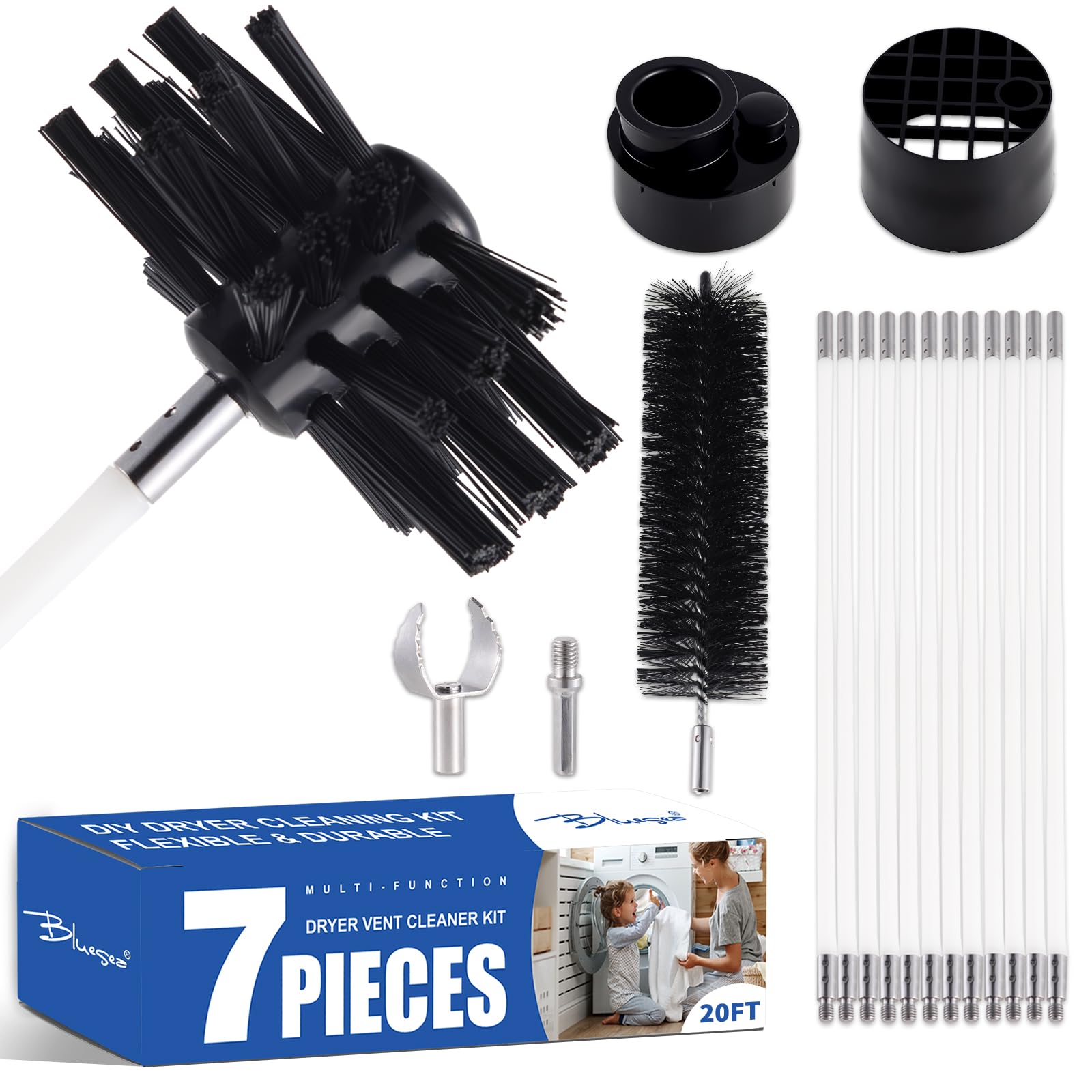 7 Pieces 20 Feet Dryer Vent Cleaner Kit