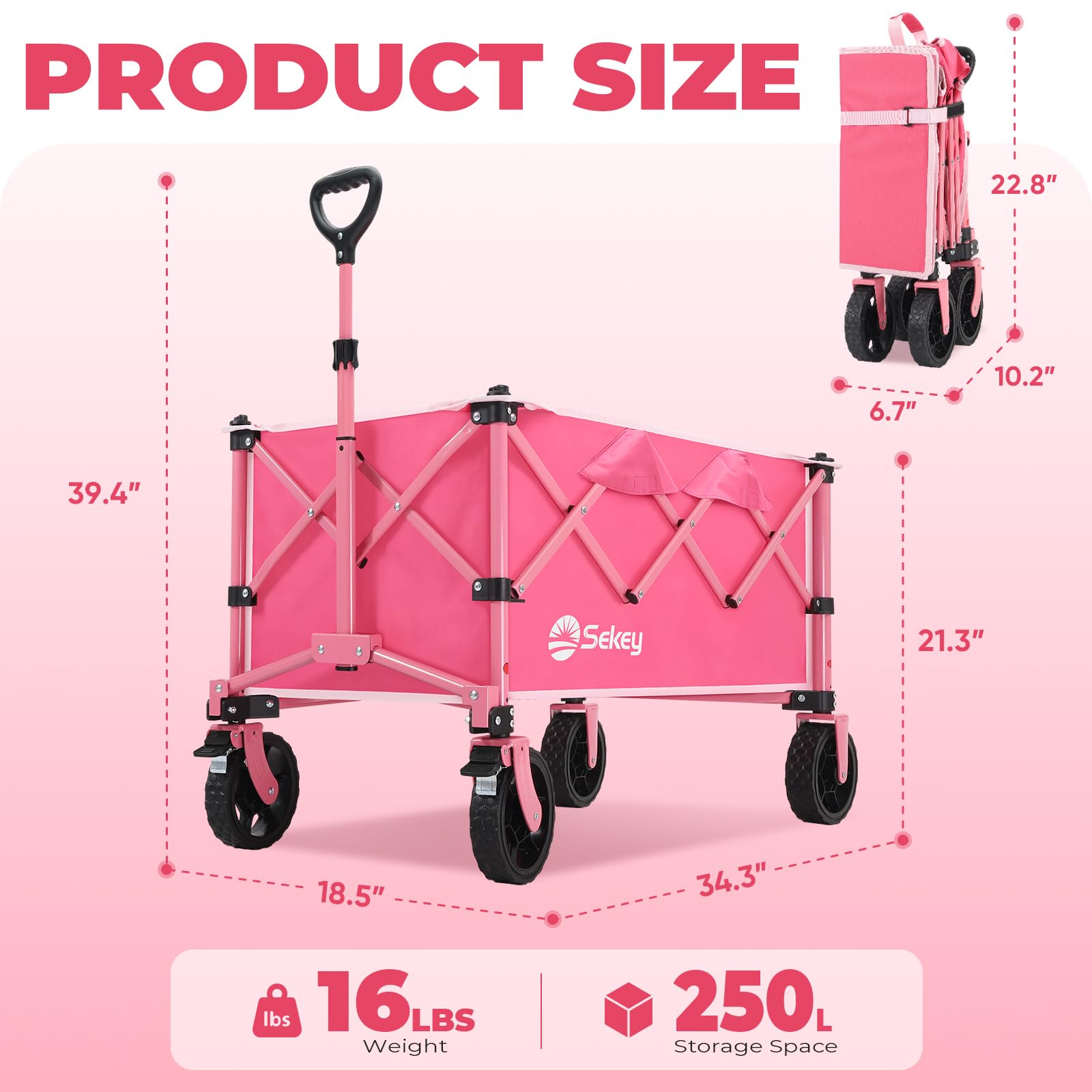 Collapsible Foldable Wagon with 300lbs Weight Capacity