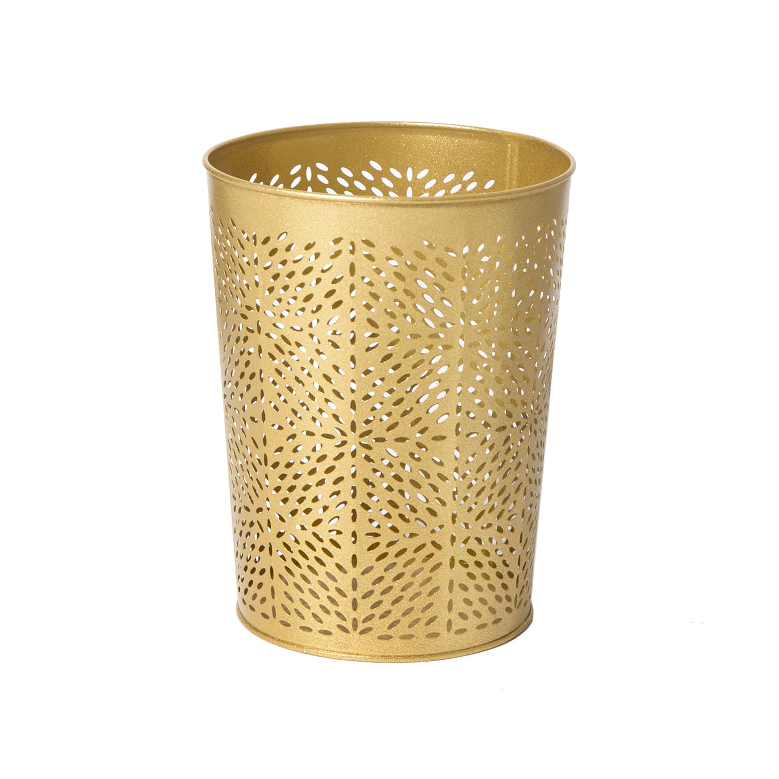 Small Gold Metal Trash Can Wastebasket
