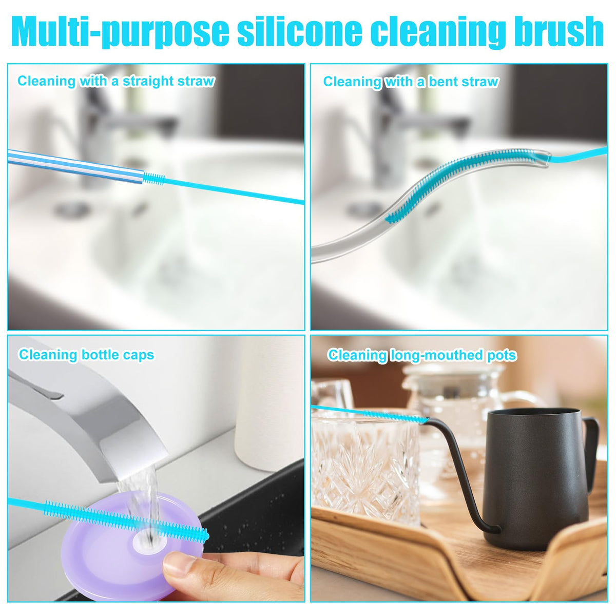 2pcs Silicone Straw Cleaning Brush (2 Count)
