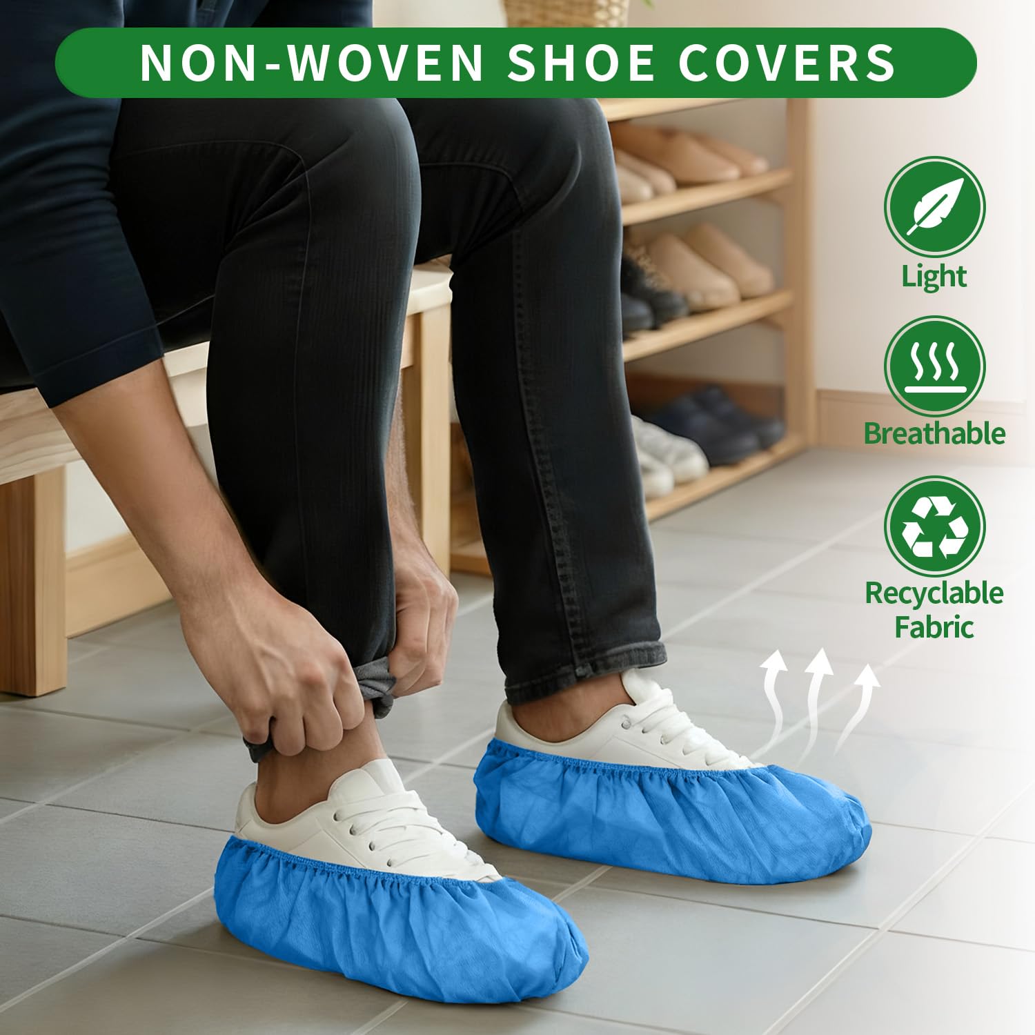 50/100/200 Pack Non-Woven Shoe Covers Disposable for Indoors