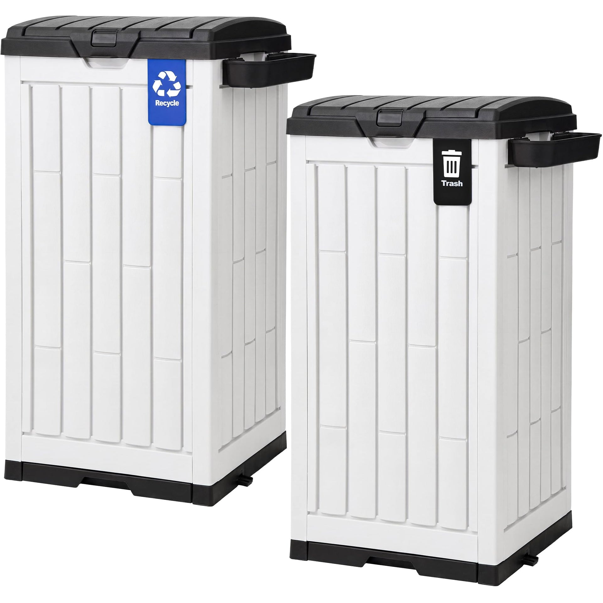 38 Gallon Resin Outdoor Trash Can Set of 2