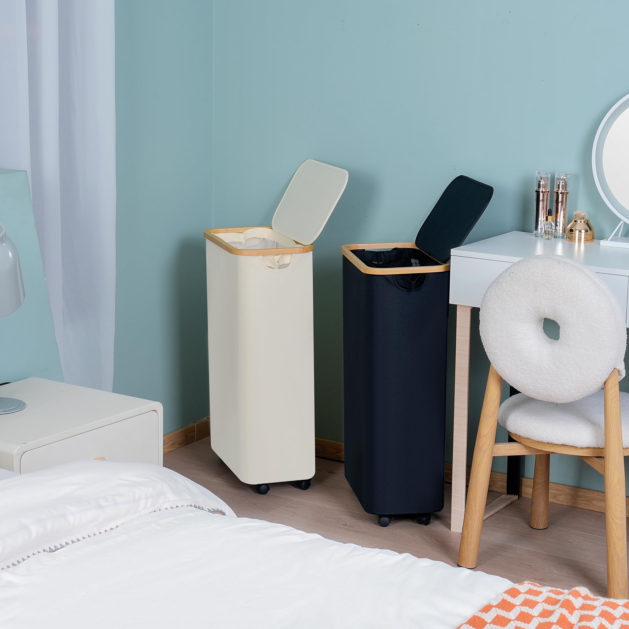 Slim Laundry Hamper with Wheels