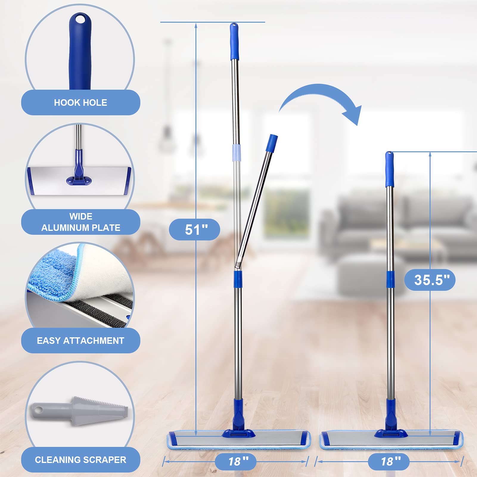 18" Professional Microfiber Mop Floor Cleaning System - ModHome Supplies