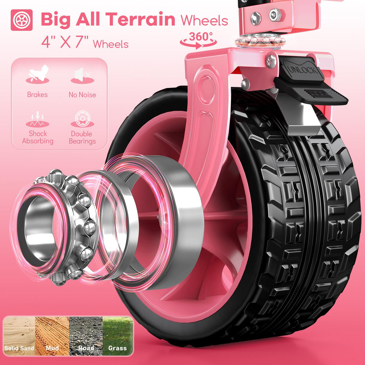 220L Collapsible Beach Wagon Cart with Big Wheels