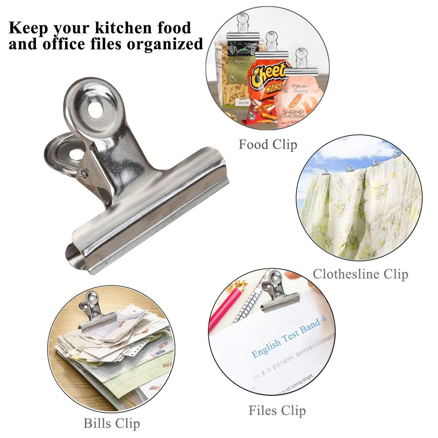 18 Pack Stainless Steel Chip Bag Clips Heavy Duty Food Bags Clamp Clips for Kitchen Office School (18 Count)