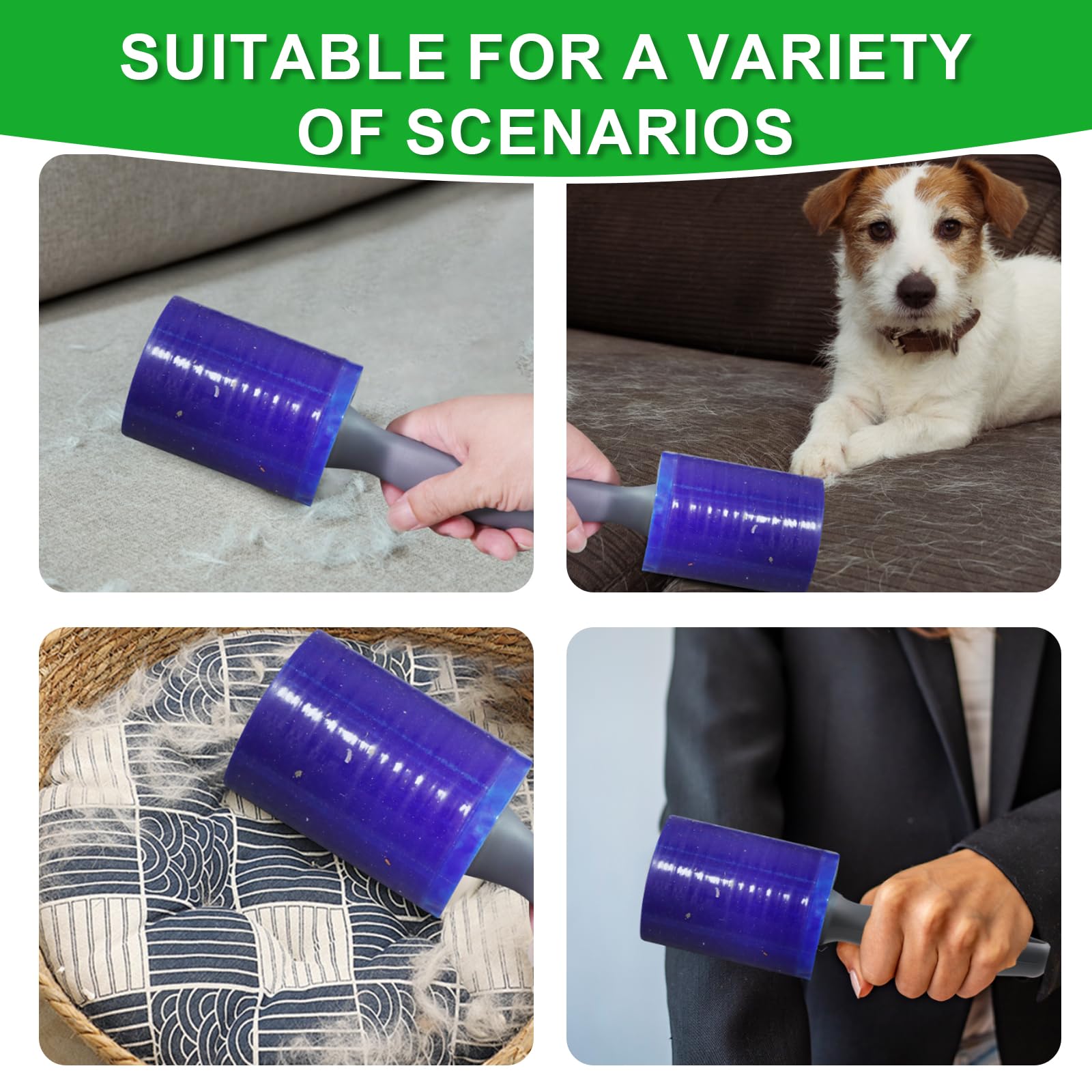 Lint Roller for Pet Hair 500 Sheets Extra Sticky Pet Hair Remover for Clothes Furniture Carpet Cleaner Cars Dogs Travel