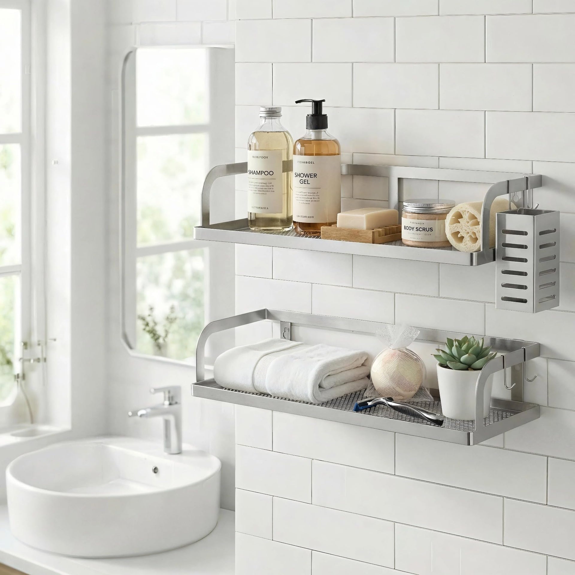 2 Pack Wide Hollowout Shower Caddy & Spice Rack (2 Count)