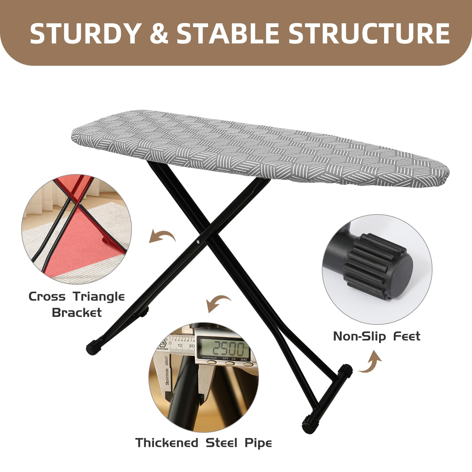 Ironing Board Adjustable Height Folding Ironing Board with Iron Pad