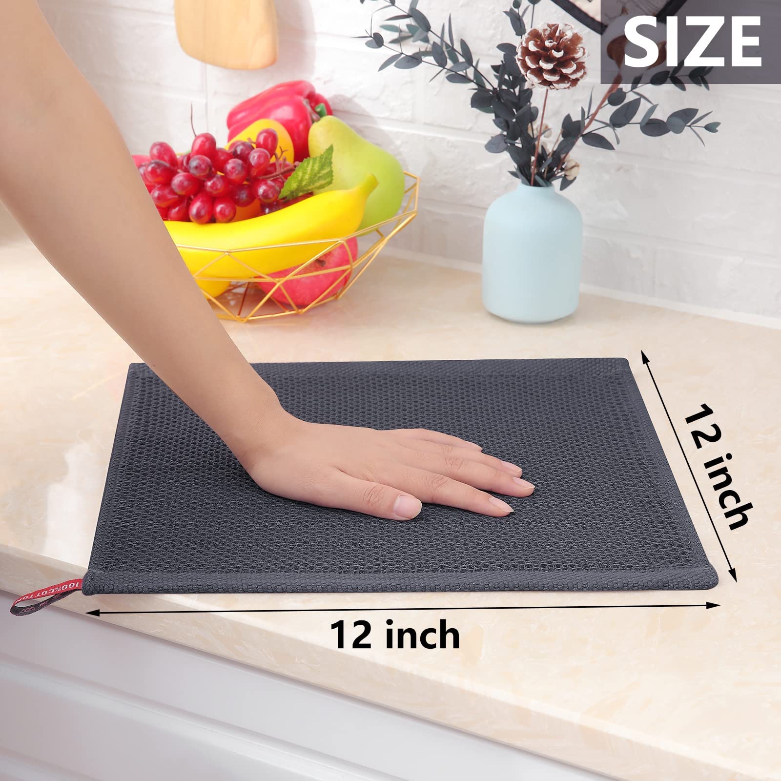 100% Cotton Waffle Weave Kitchen Dish Cloths 18 (8 Count)