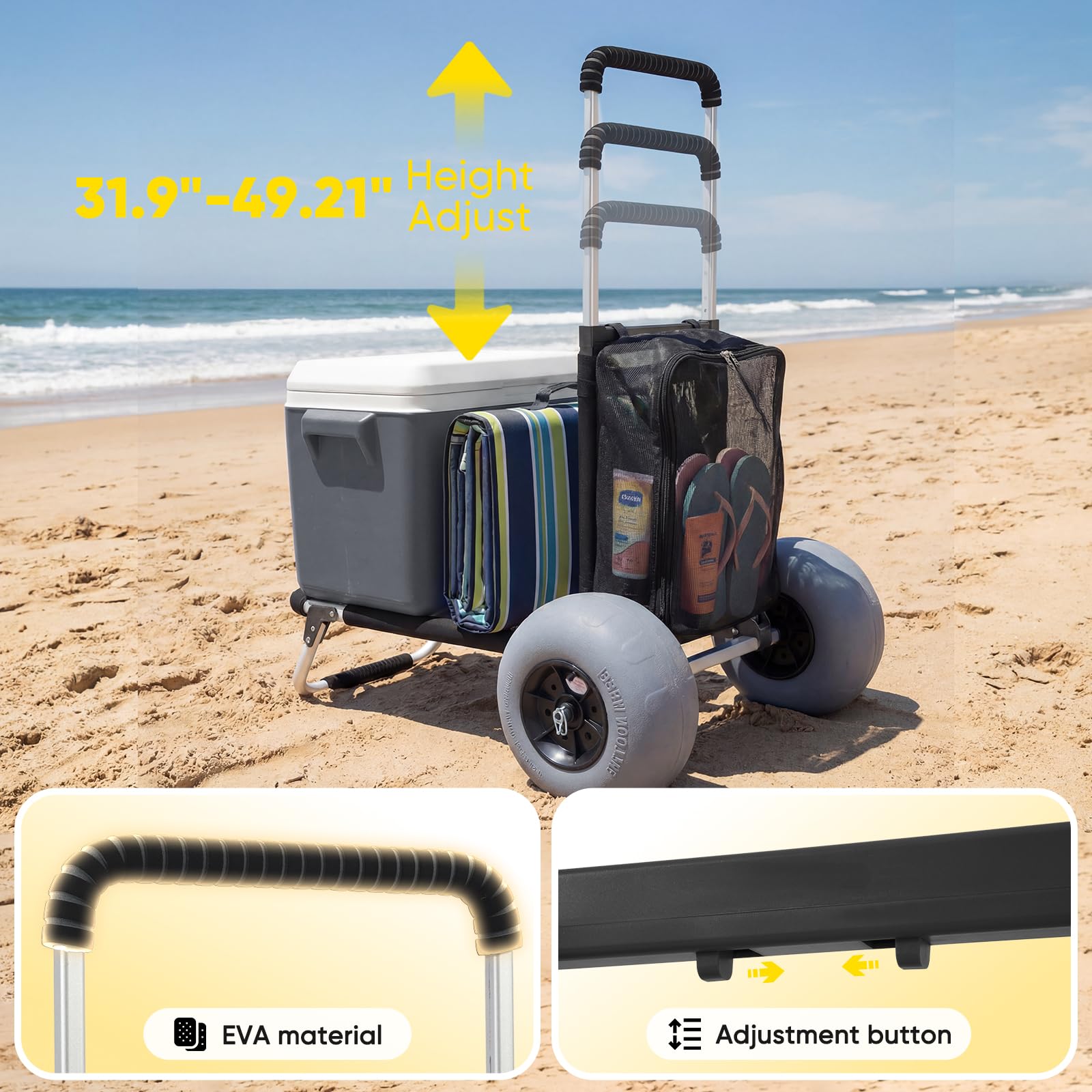 Beach Wagon with 12" Big Wheels for Sand