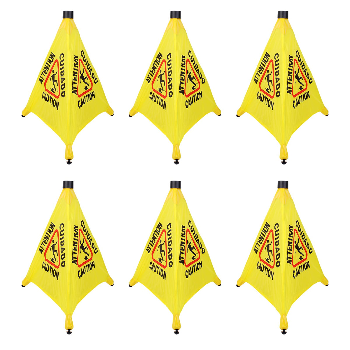 6 Pcs 20 Inch Pop Up Wet Floor Signs With Storage Tube (6 Count)