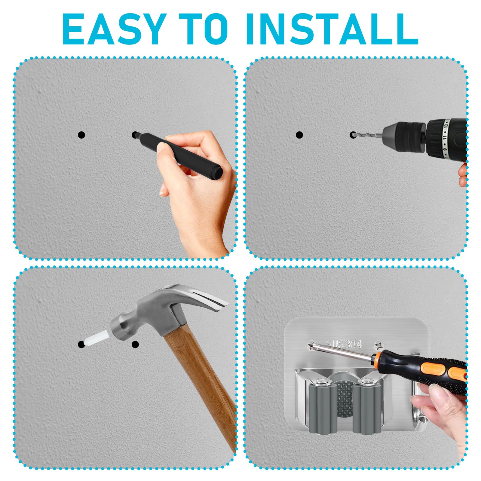 8 Pack Broom Holder Wall Mount (8 Count)