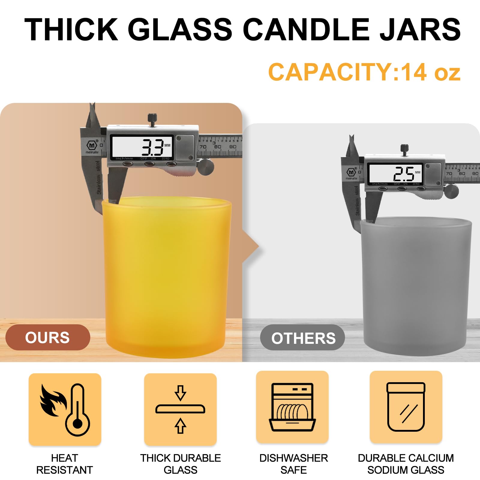14 OZ Thick Candle Jars for Making Candles 12 Pcs (12 Count)
