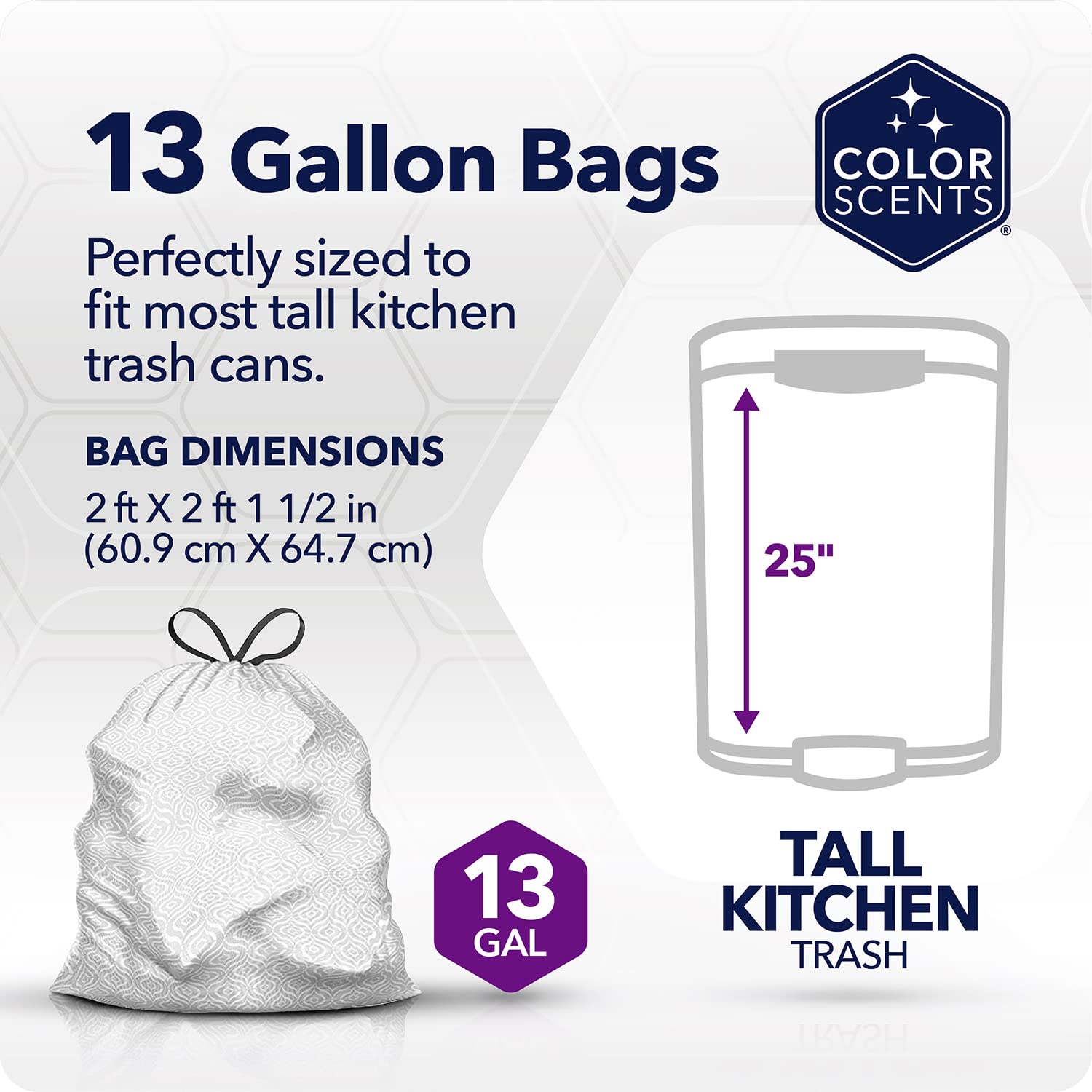 13 Gallon Kitchen Trash Bags Drawstring 20 Count Simply Clean