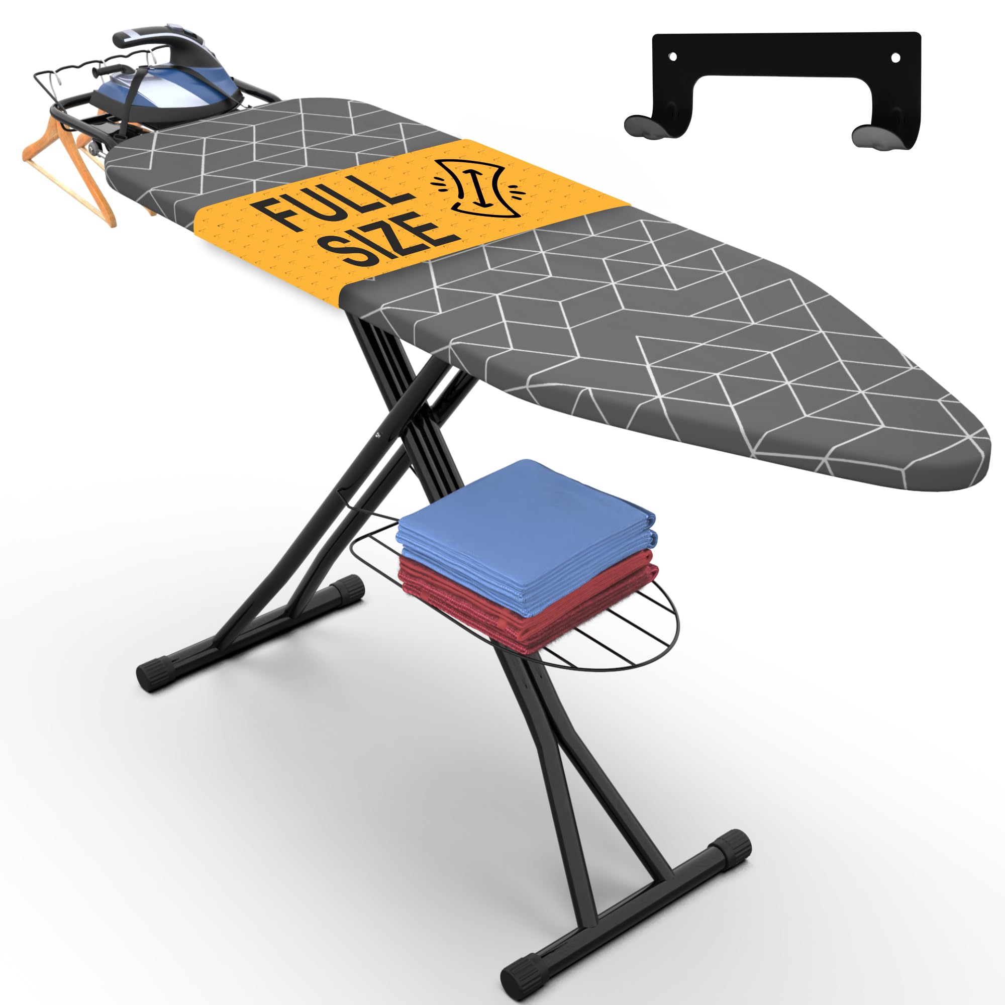 Ironing Board 57" x 15" Foldable with Wall Hanger