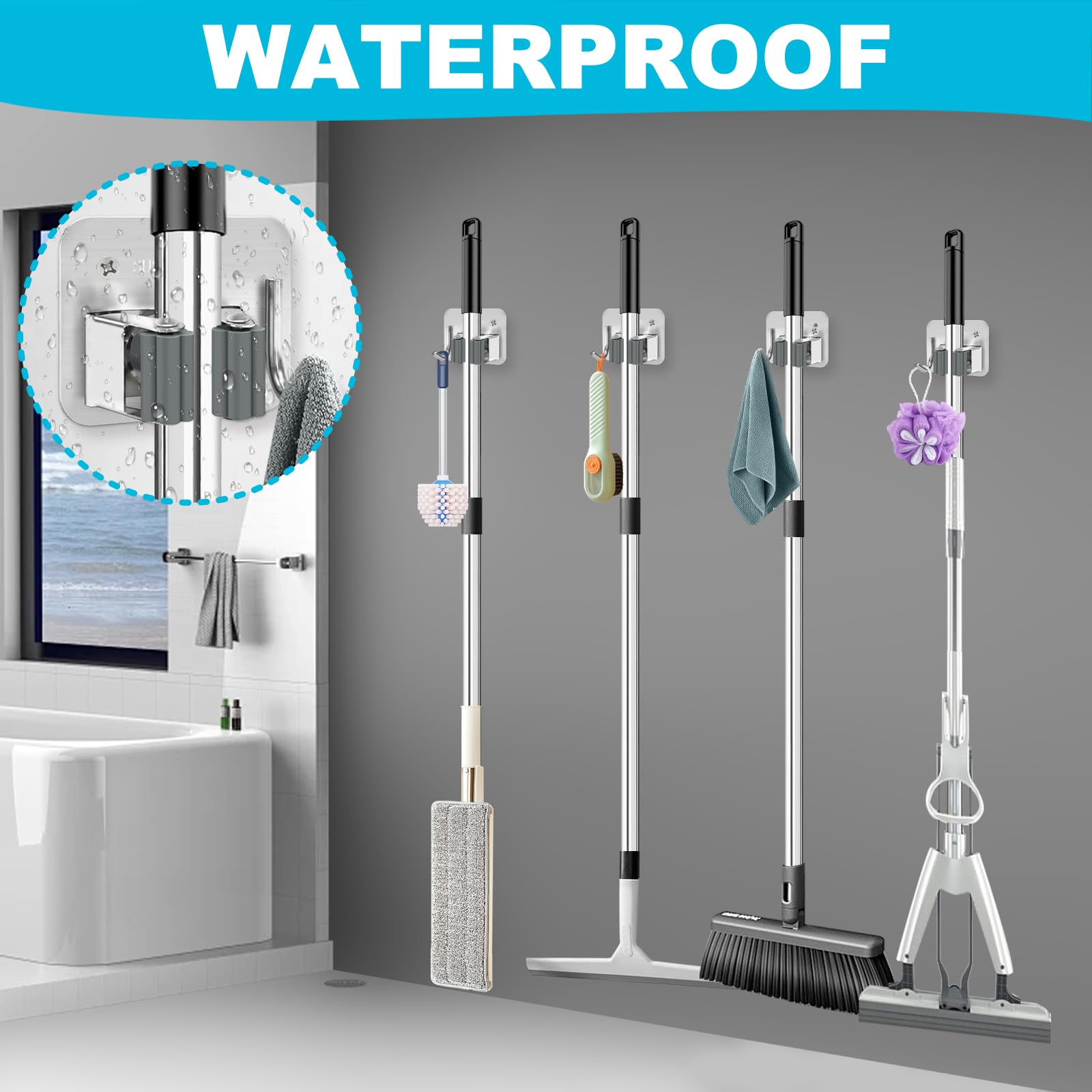 8 Pack Broom Holder Wall Mount (8 Count)
