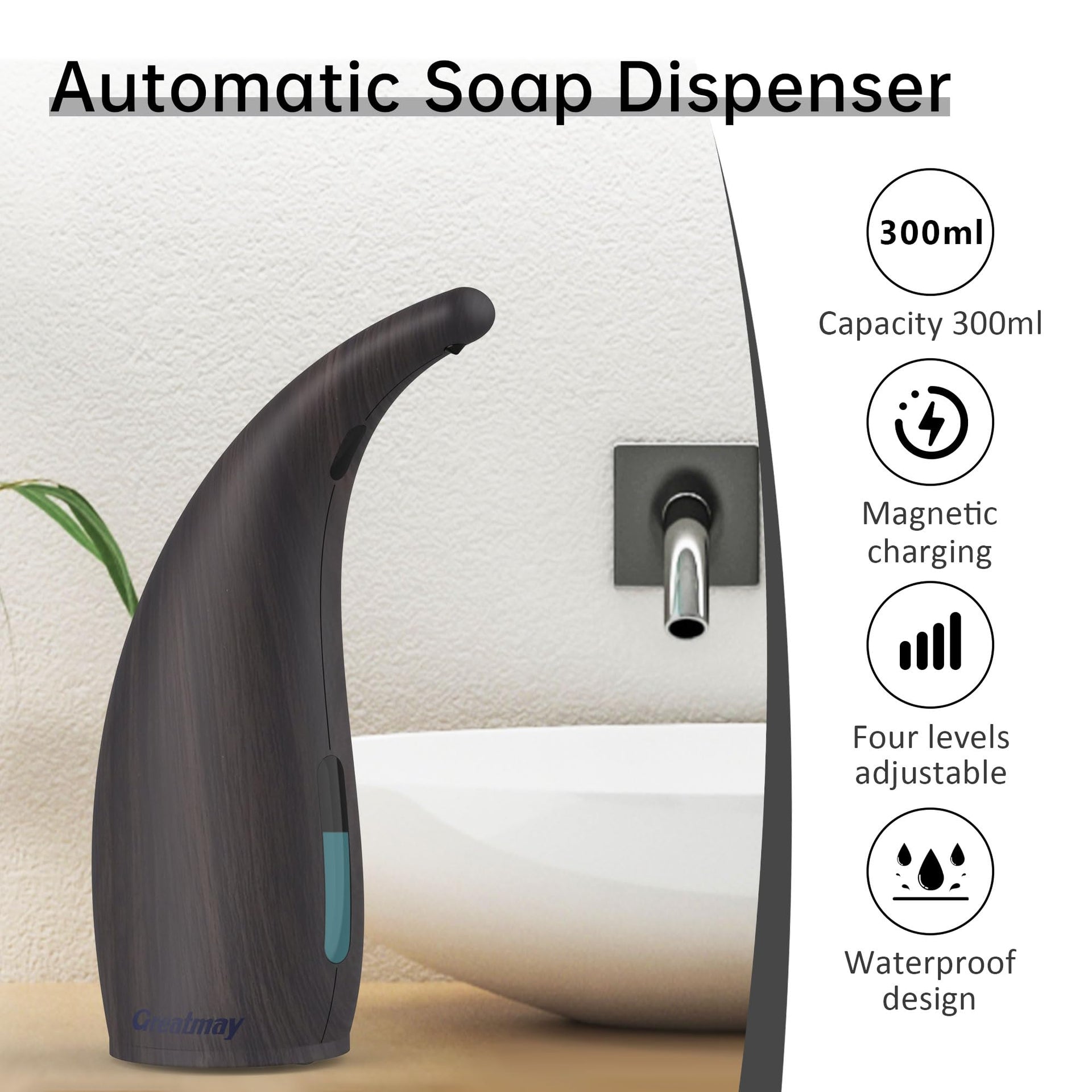 Automatic Soap Dispenser Touchless Rechargeable 10 oz