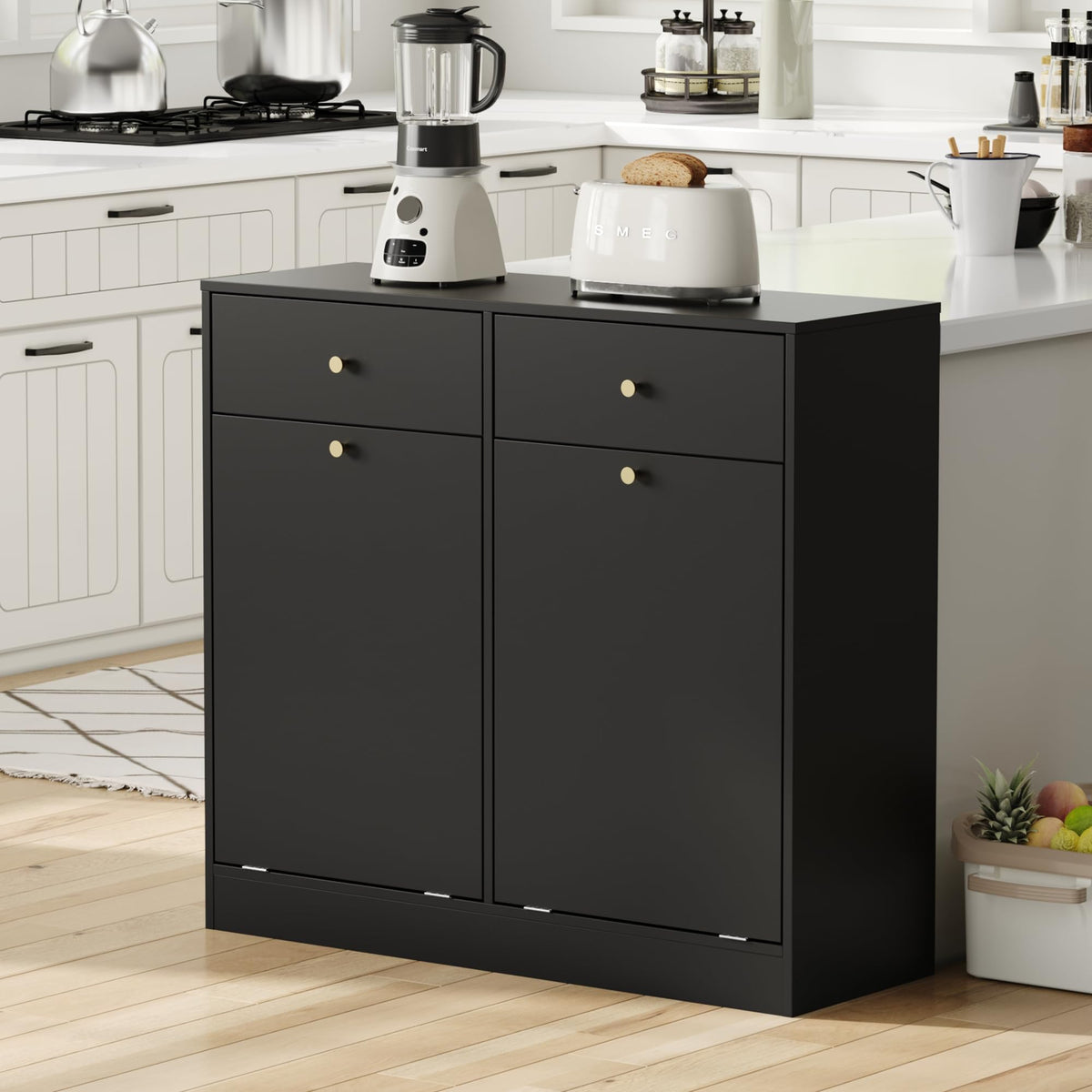 Double Tilt Out Trash Can Cabinet