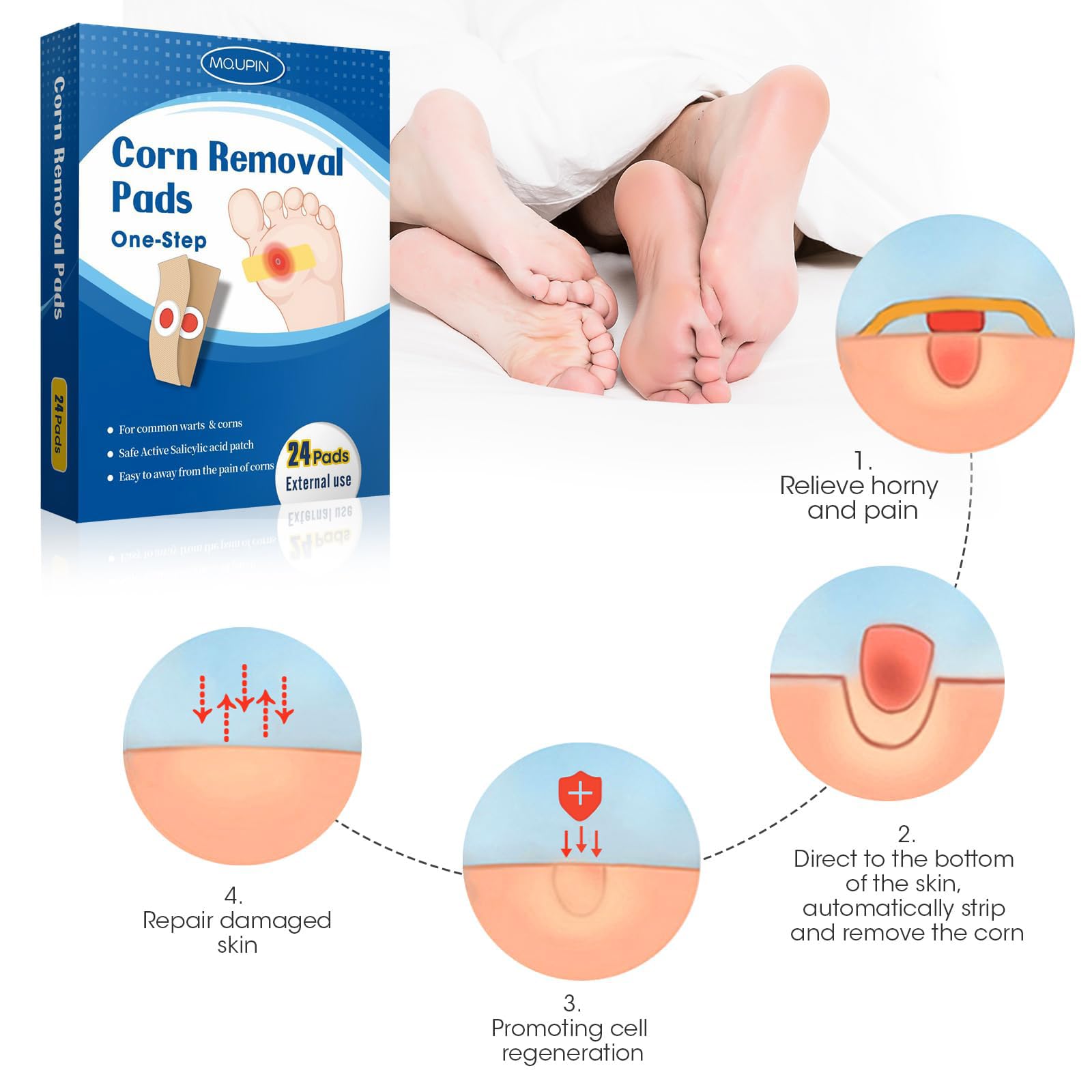 24 Count Corn Removal Pads for Feet and Toe