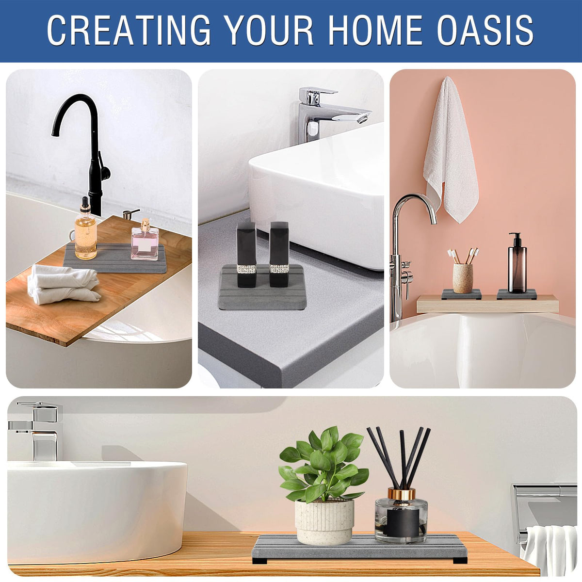 3PCS Water Absorbing Stone Tray (3 Count)