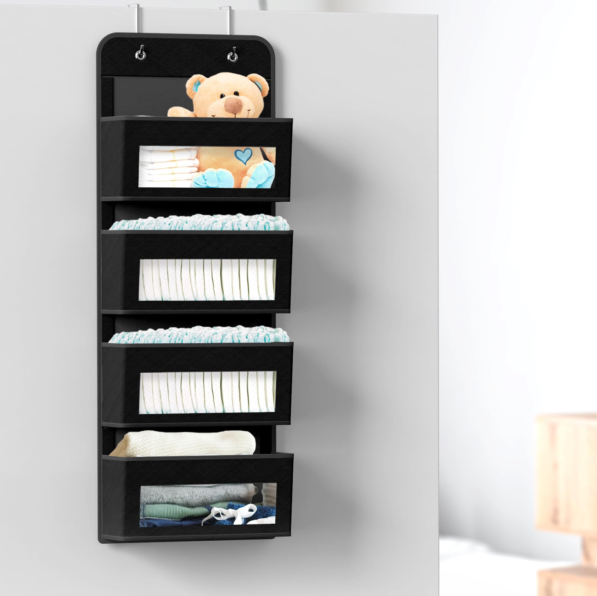 4 Clear Window Pocket Over Door Hanging Organizer