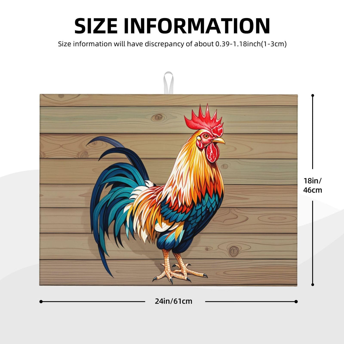 Rooster Dish Drying Mat Highly Absorbent Double
