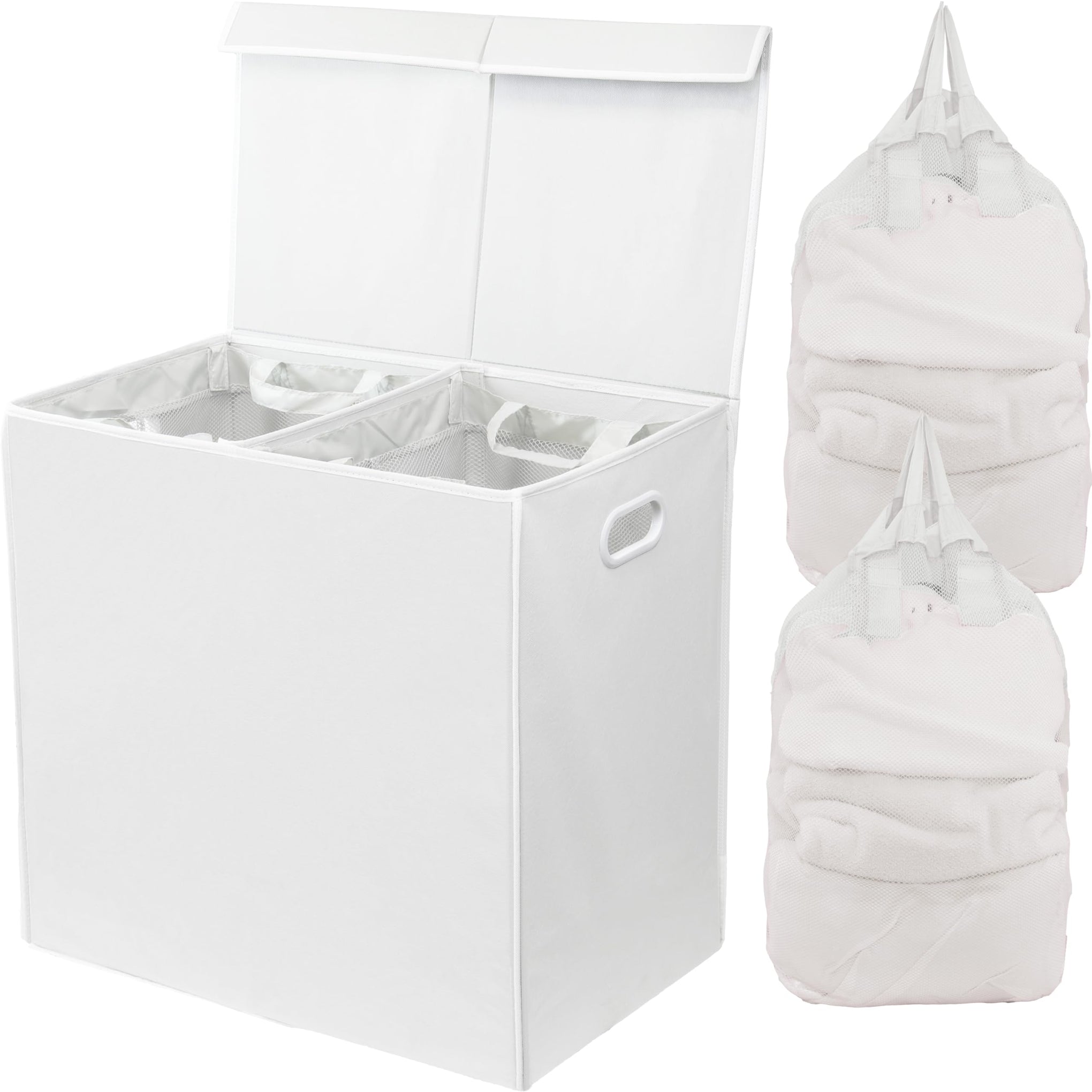 Double Laundry Hamper with Lid & Removable Bags
