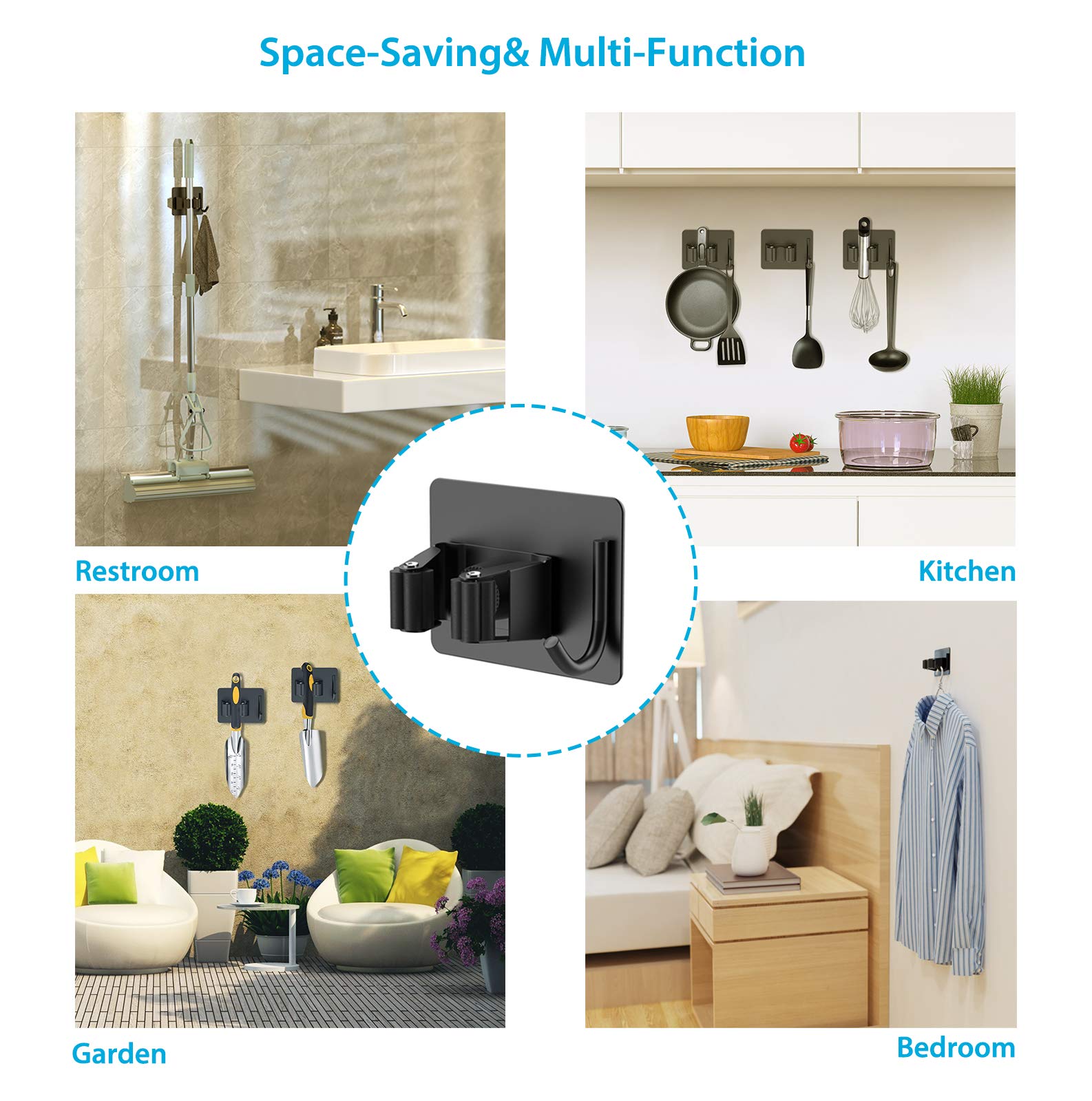 Broom Holder Wall Mount 4Pcs