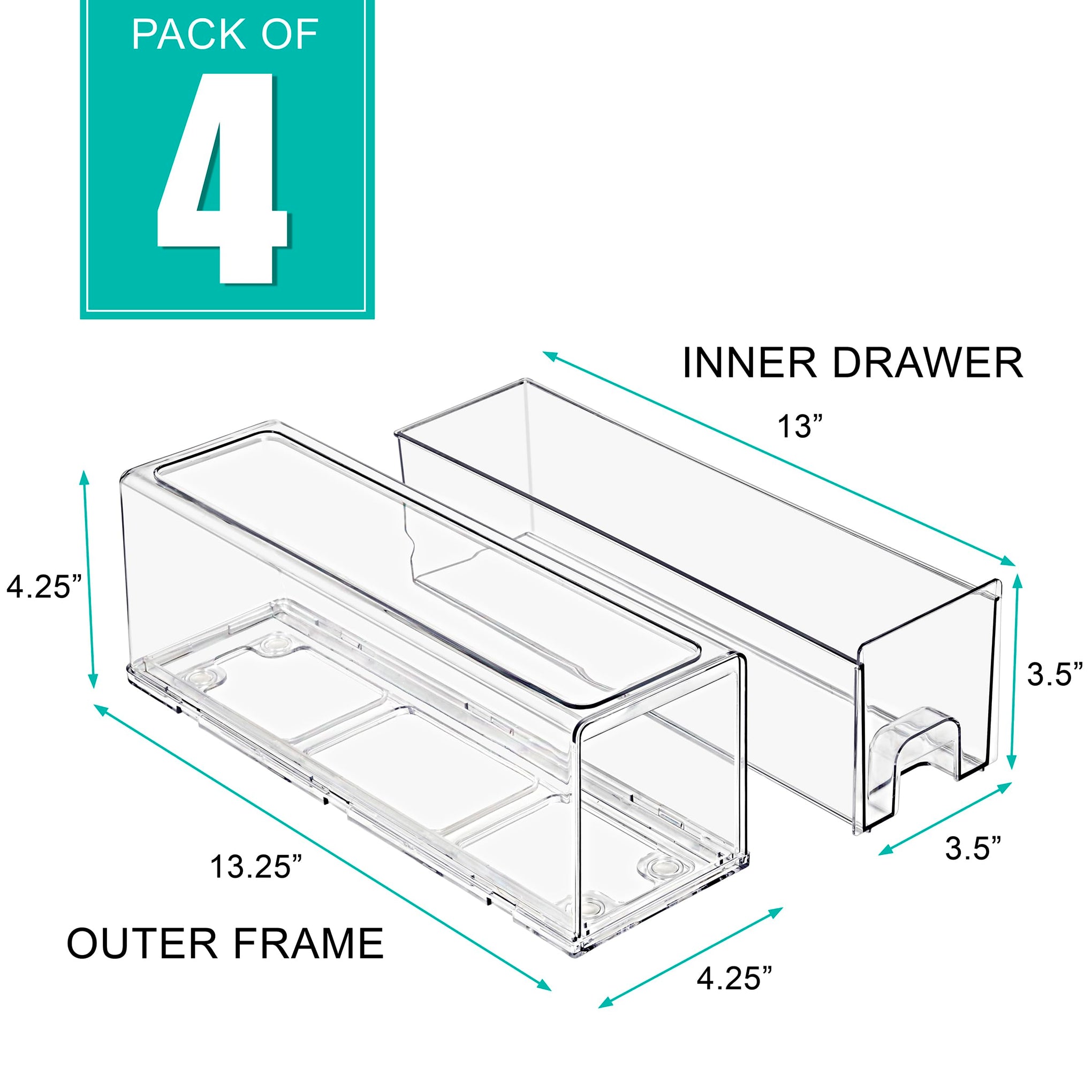 Small Clear Acrylic Storage Drawers (4 Count)