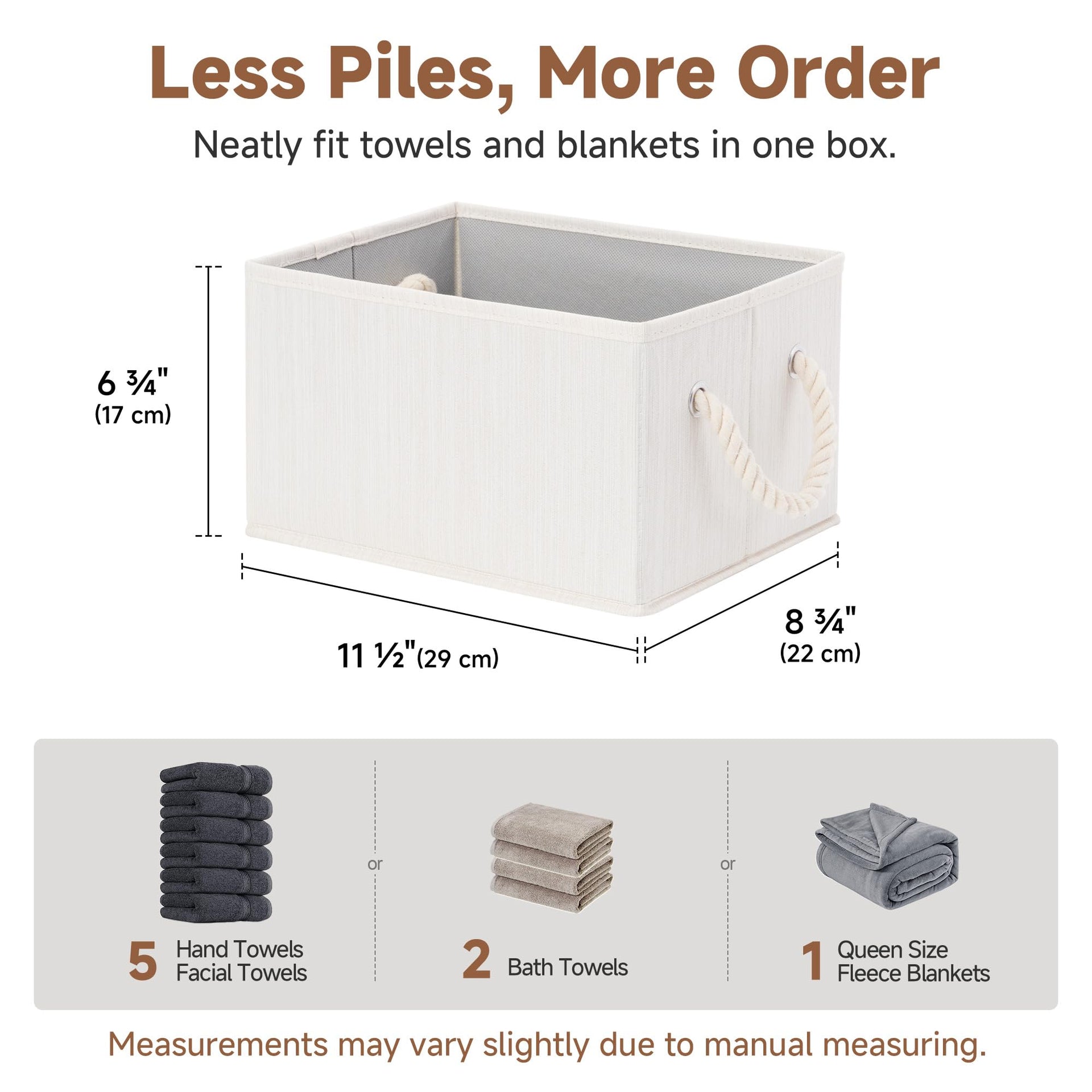 Fabric Storage Bins with Rope Handles (3 Count)