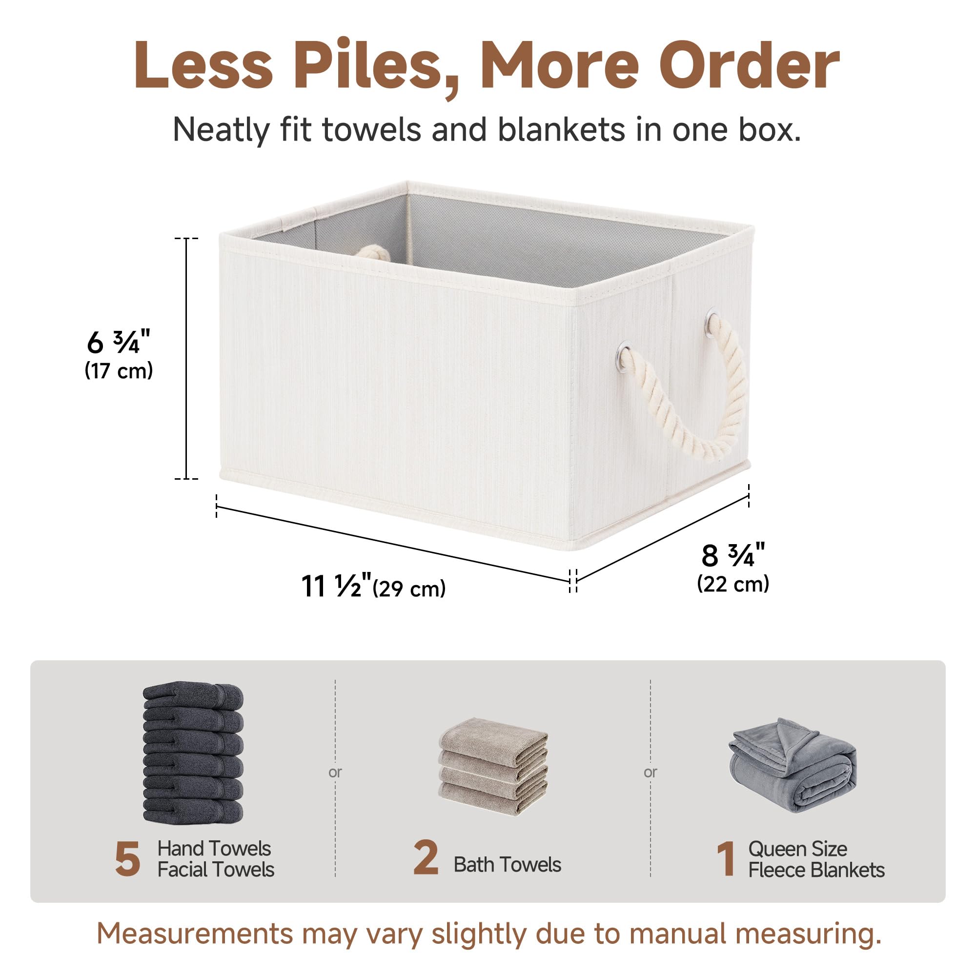 Fabric Storage Bins with Rope Handles (3 Count)