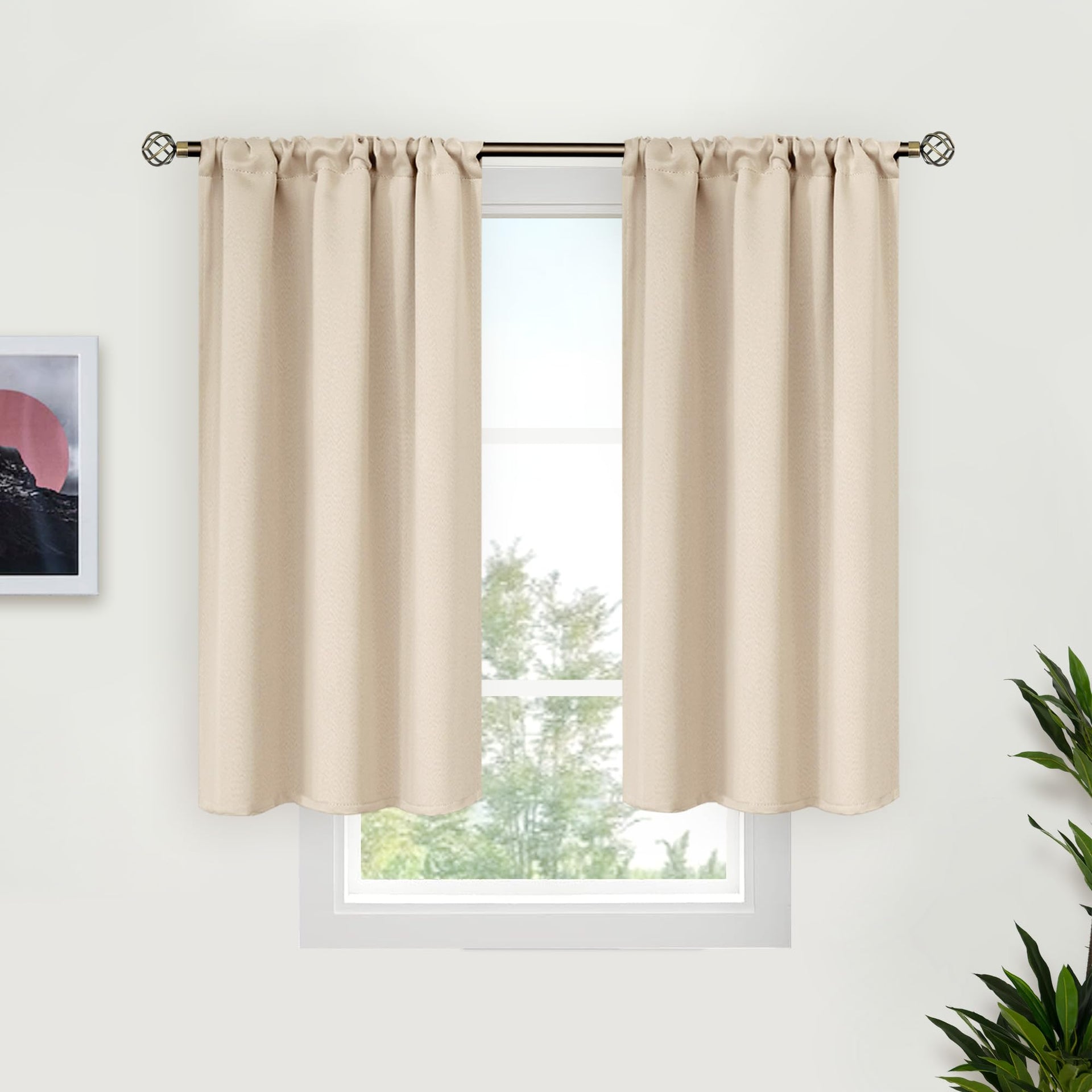 Short Blackout Kitchen Curtains 40 Inches Long (2 Count)