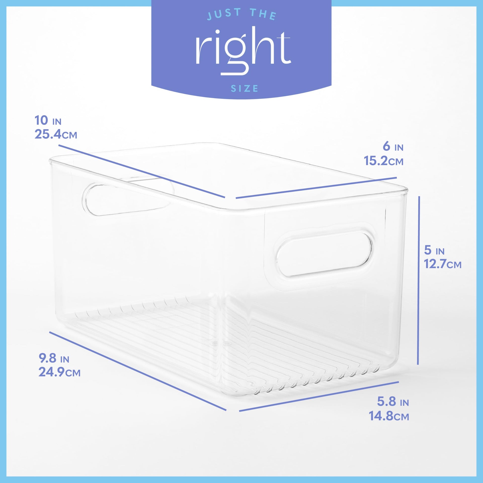 Plastic Food Storage 2 Pack Clear Container Bin with Handles for Organizing Kitchen (2 Count)