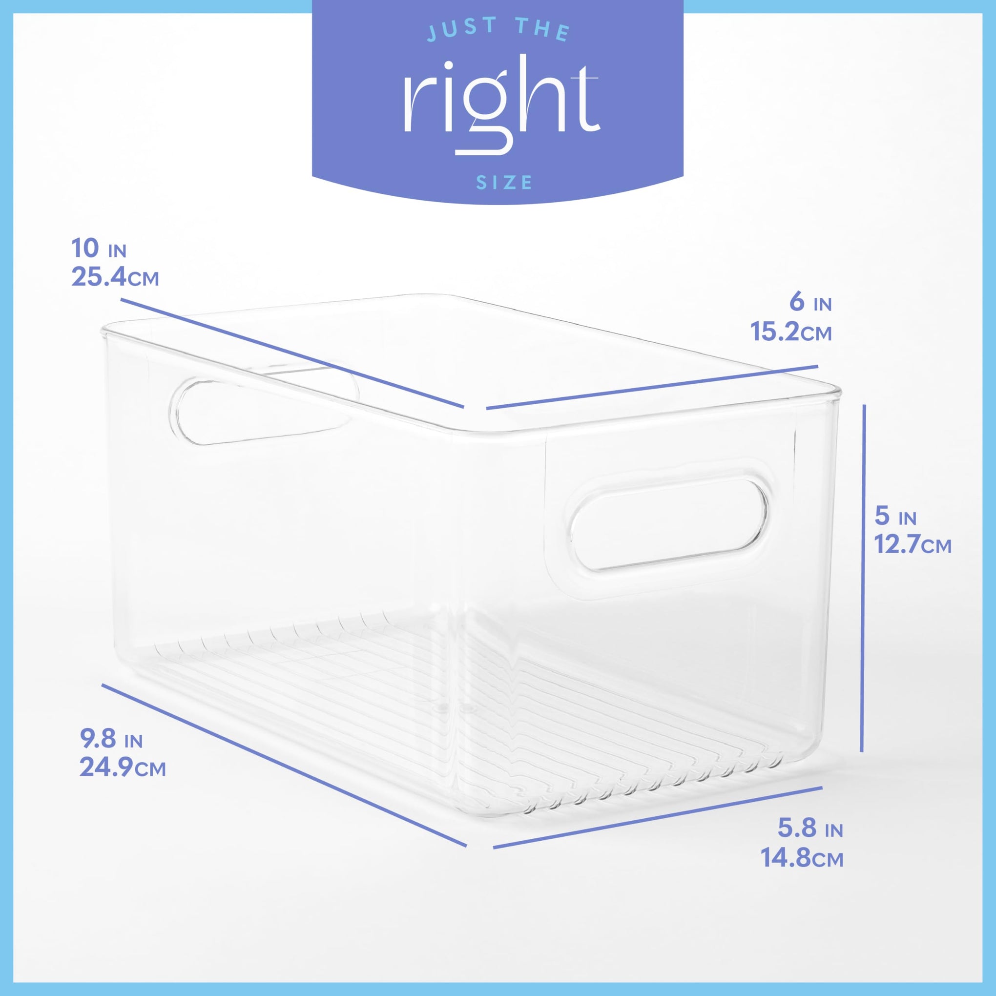 Plastic Food Storage 2 Pack Clear Container Bin with Handles for Organizing Kitchen (2 Count)