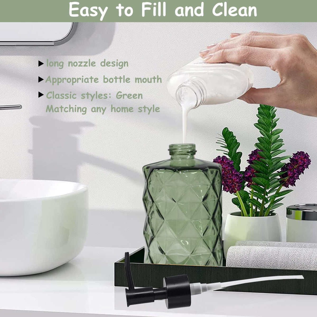 Green Glass Soap Dispenser