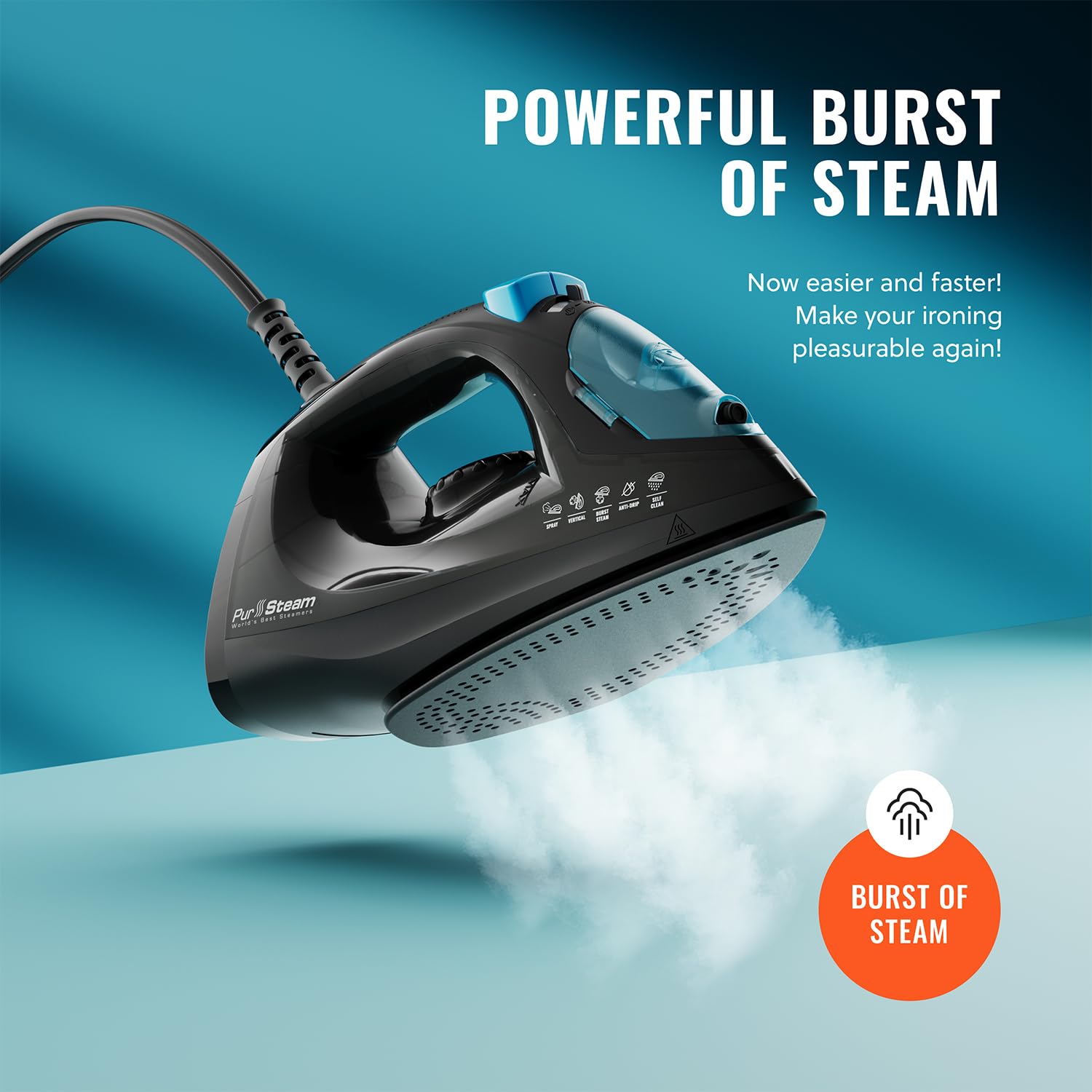 PurSteam SteamLite Steam Iron with Non