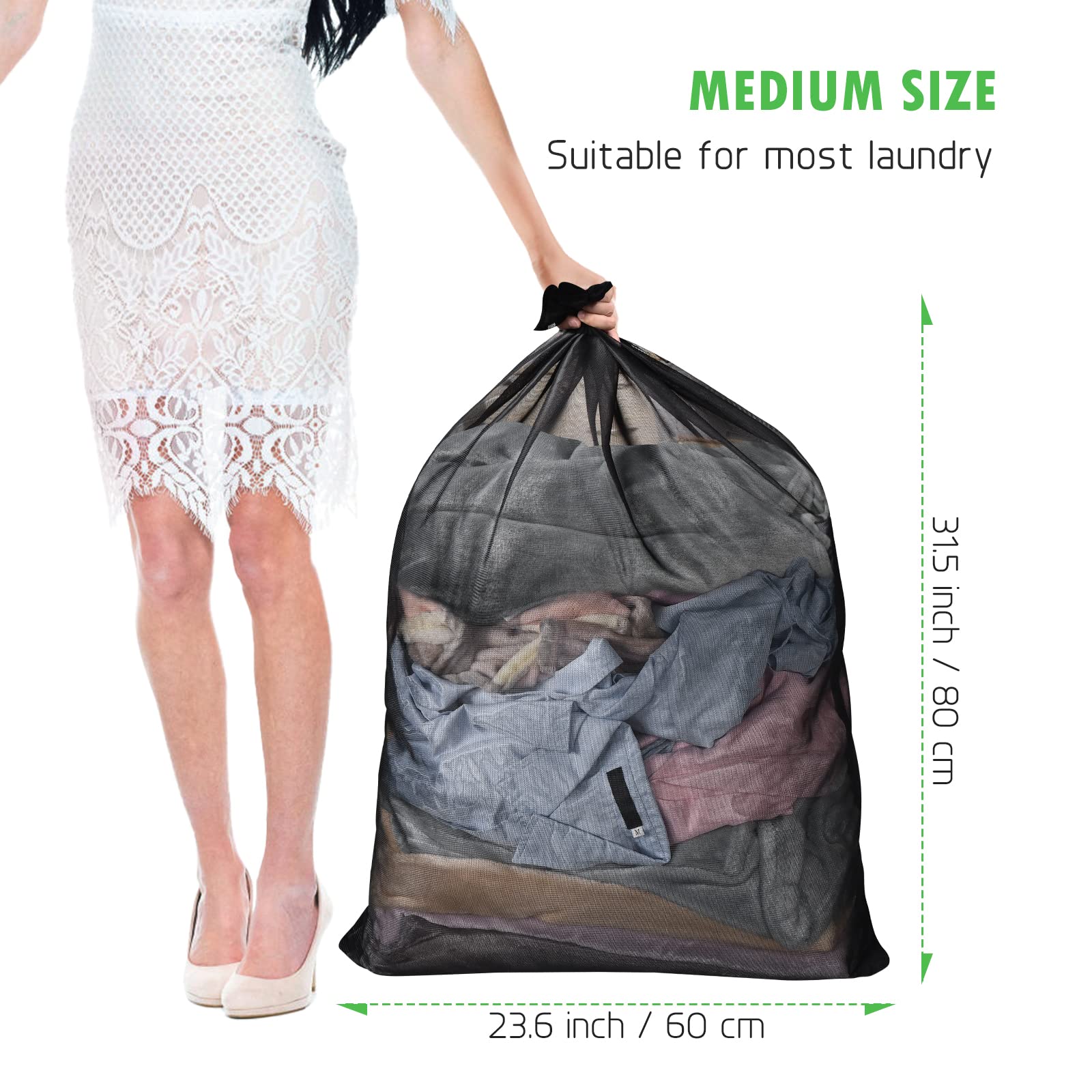 2 Pack Mesh Laundry Bags 24 x 32 inch Laundry Garment Bag Mesh Large Lingerie Wash Bags Zippered Garment Washing Net for Underwear Hosiery Blouse Sweater Dress Don't Drying (2 Count)