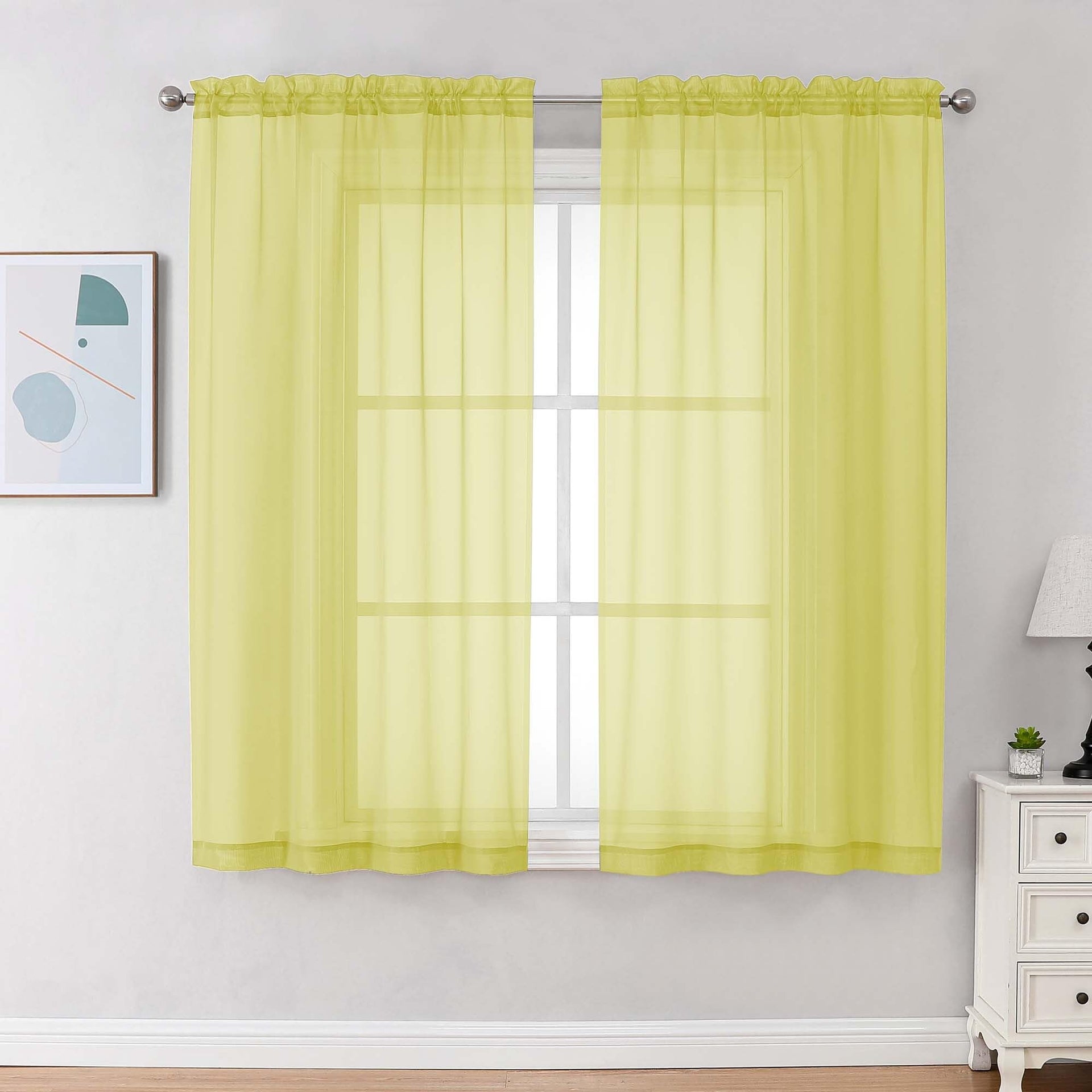 Lemon Sheer Curtains 72 Inch Length 2 Panels (2 Count)