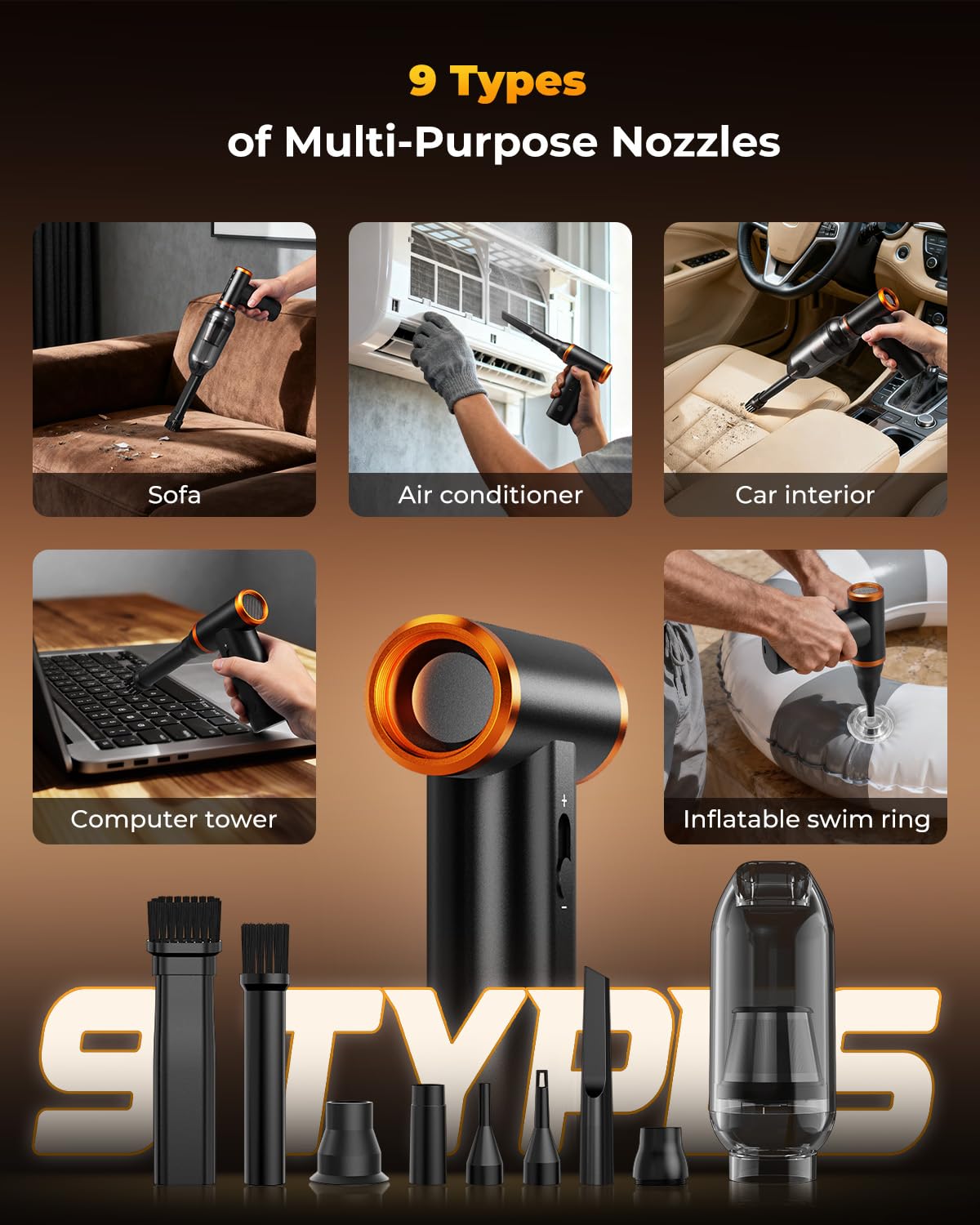 Blower and Suction 2 in 1 Compressed Air Duster