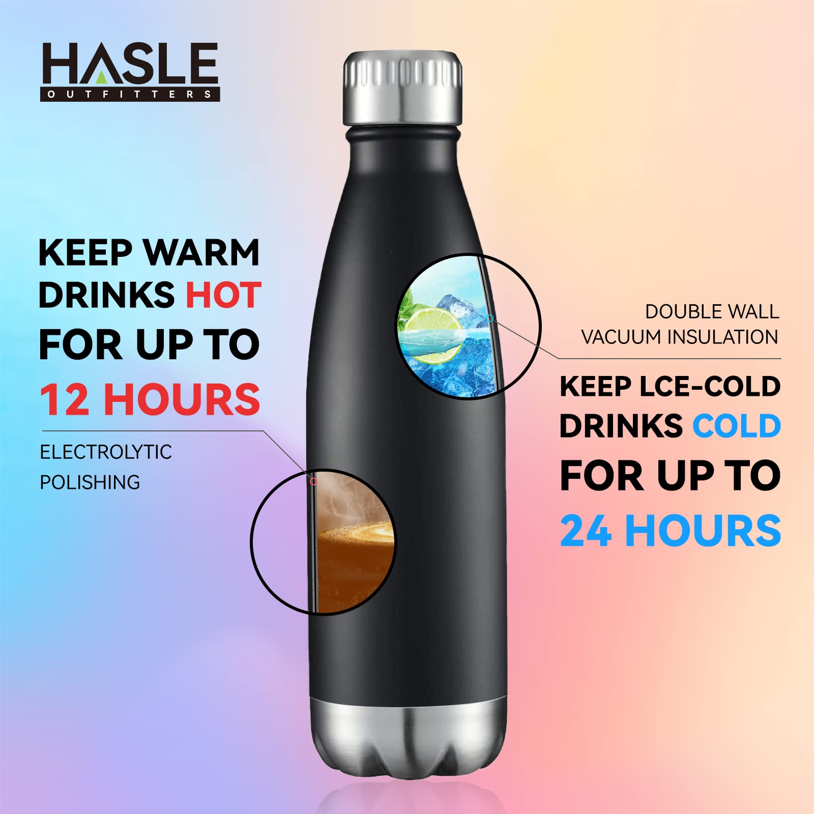 17oz Stainless Steel Water Bottles Bulk (8 Count)